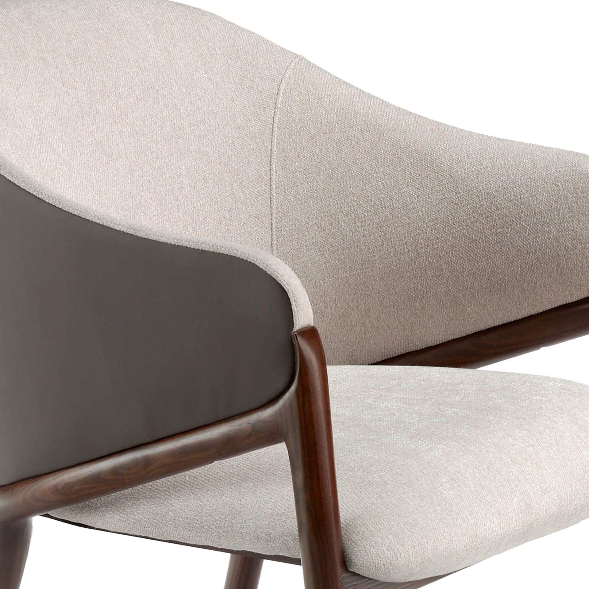 Beige fabric and dark mink leatherette chair