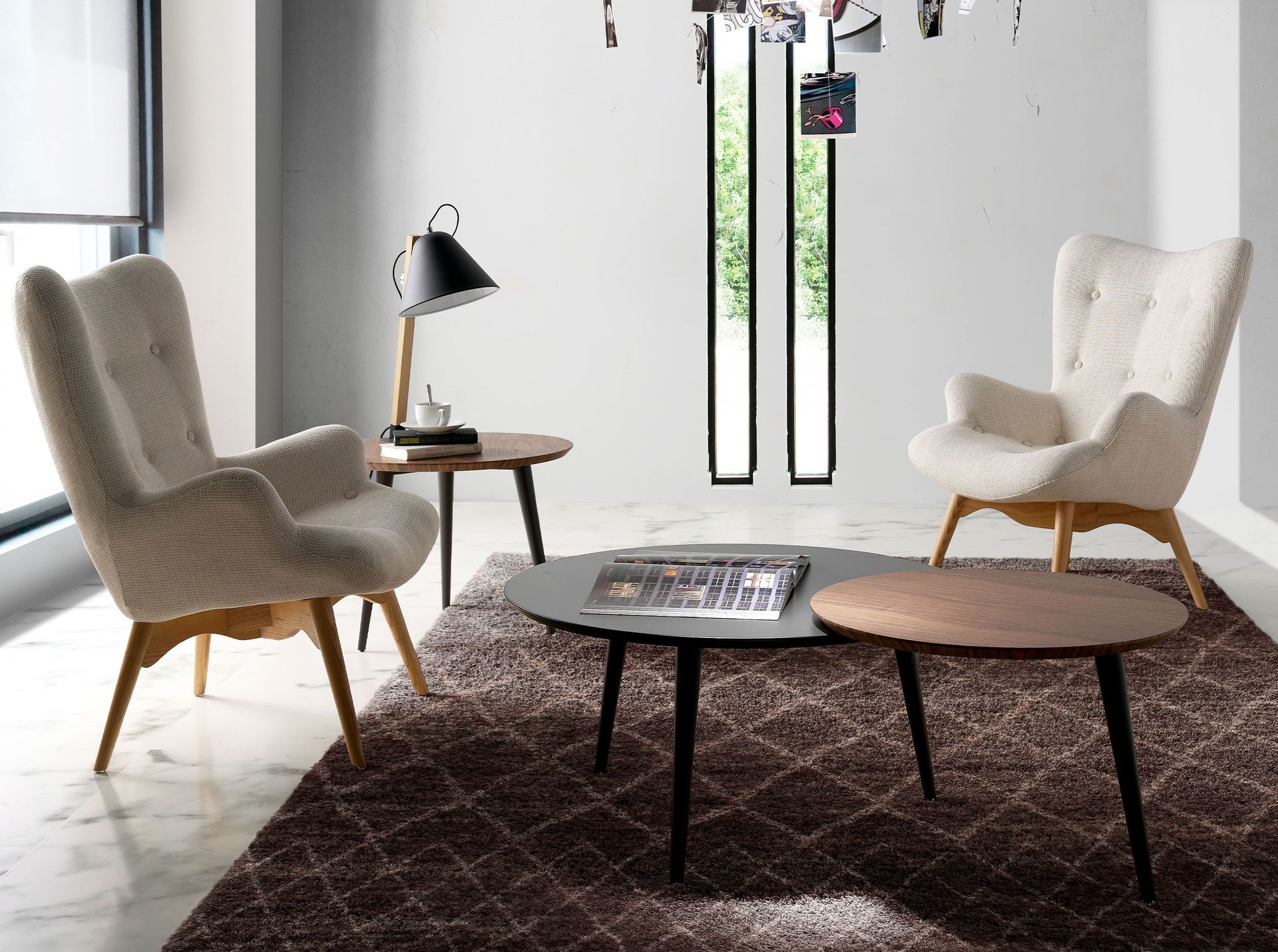 Beige fabric armchair