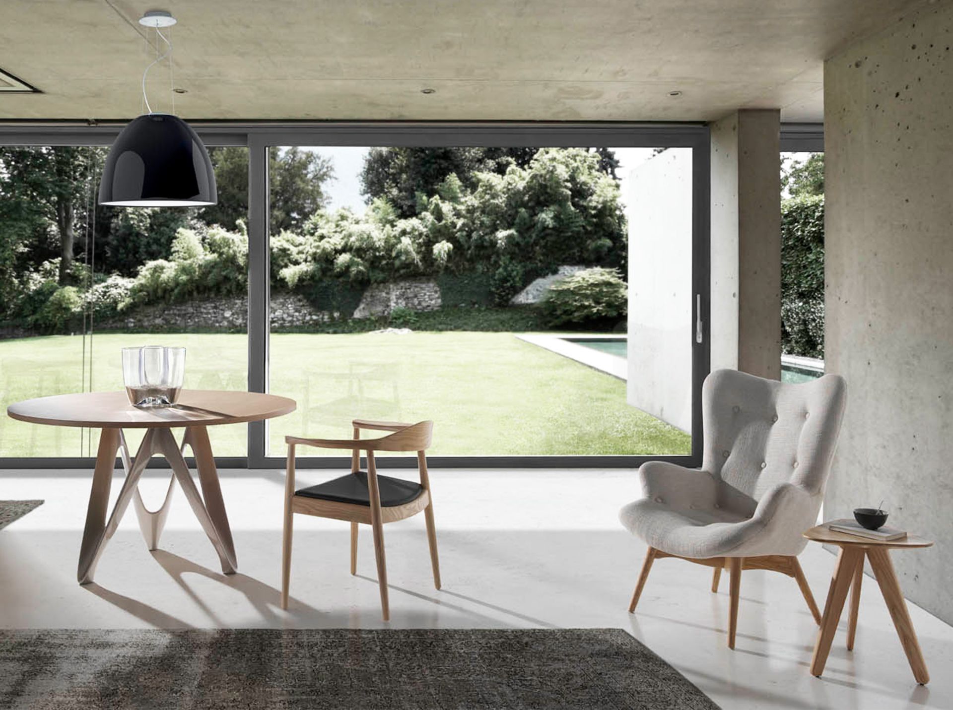Beige fabric armchair