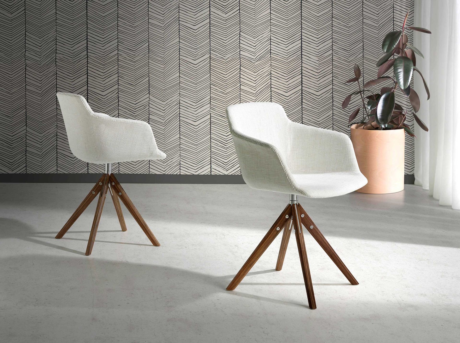 Beige fabric swivel chair