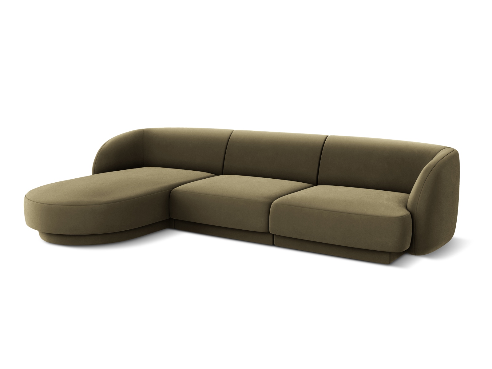 Velvet Left Corner Sofa, "Miley", 4 Seats, 255x156x70