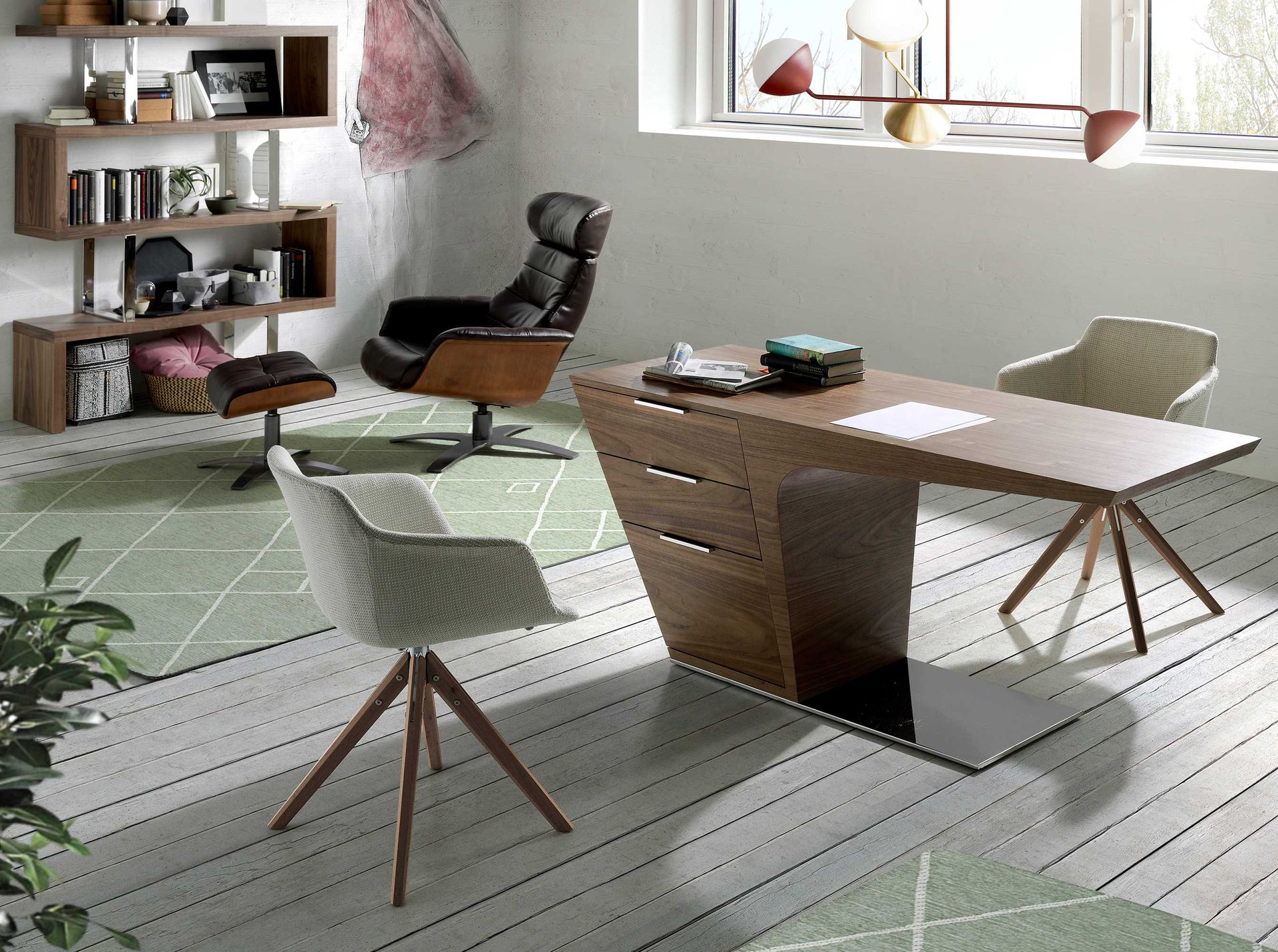 Beige fabric swivel chair