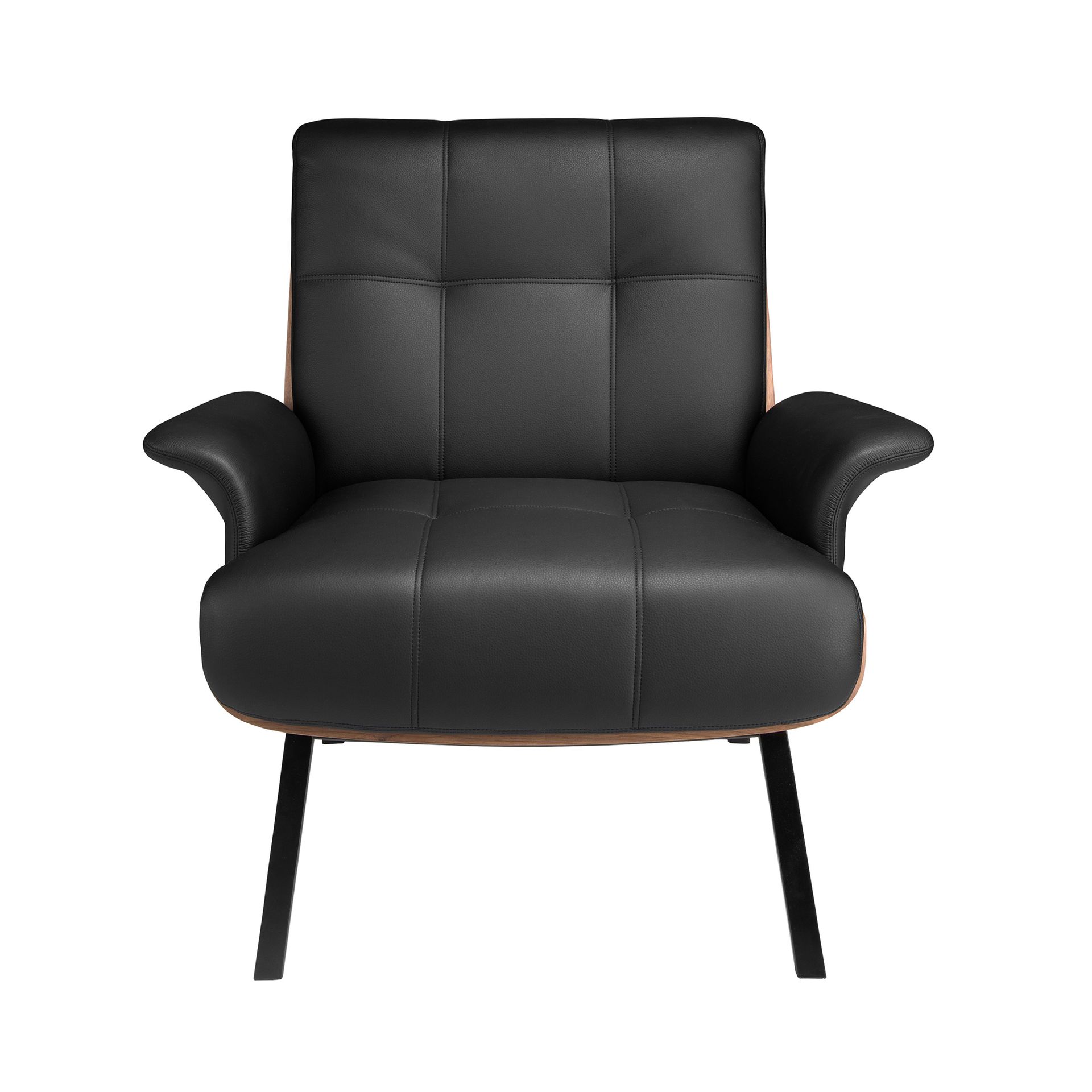 Black and walnut leatherette armchair
