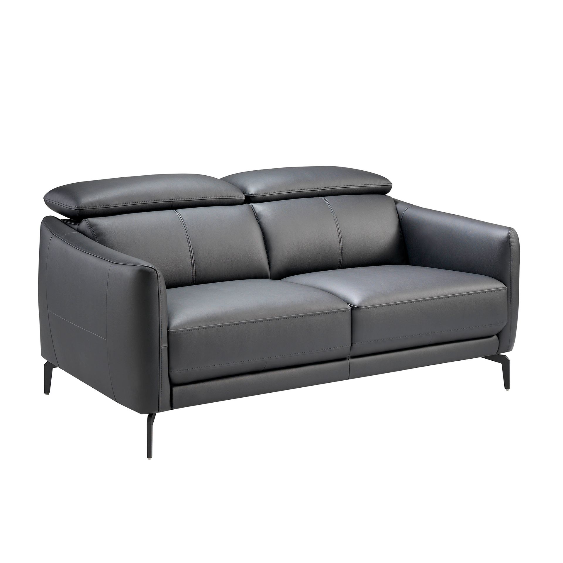 Black leather 2-seater sofa