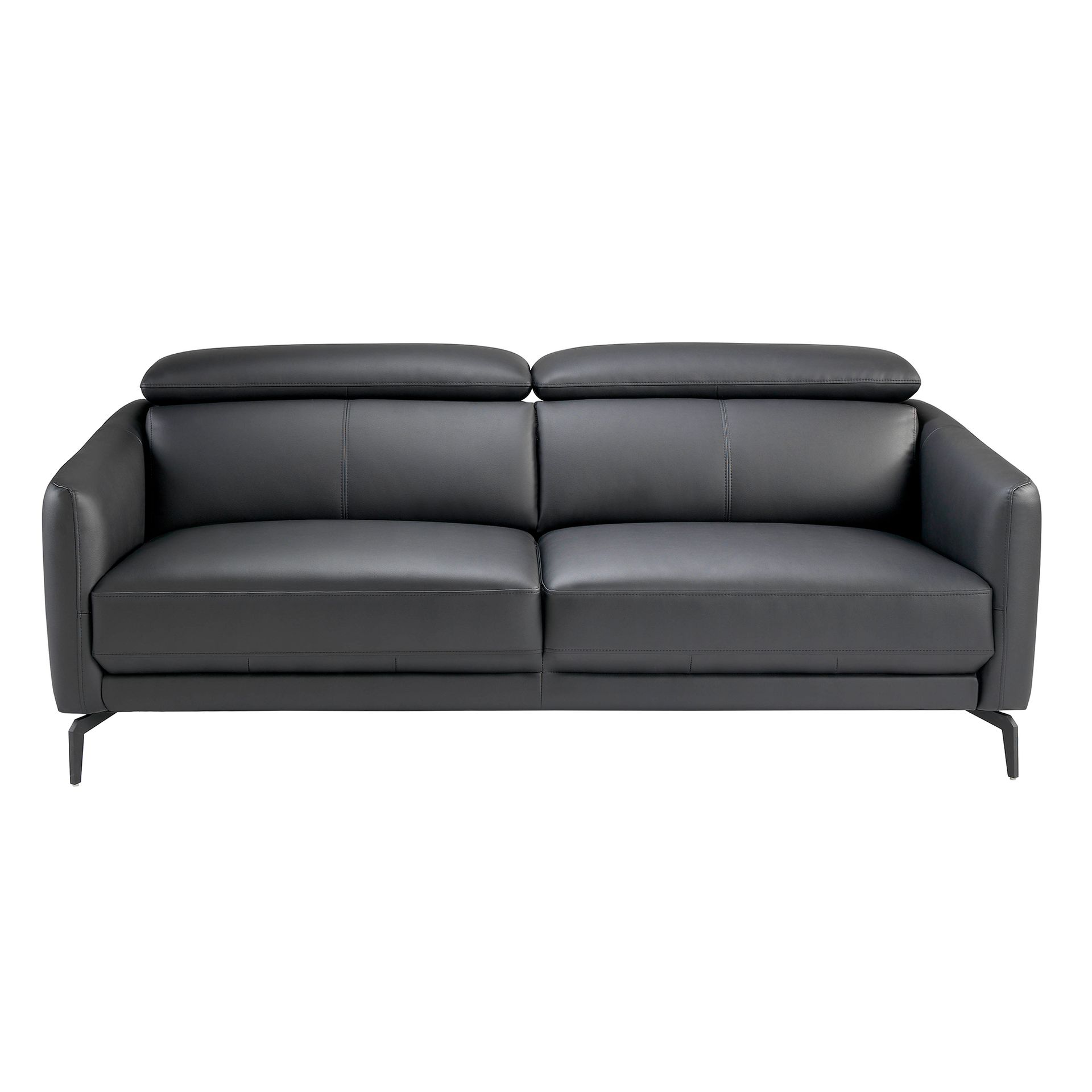 Black leather 2-seater sofa
