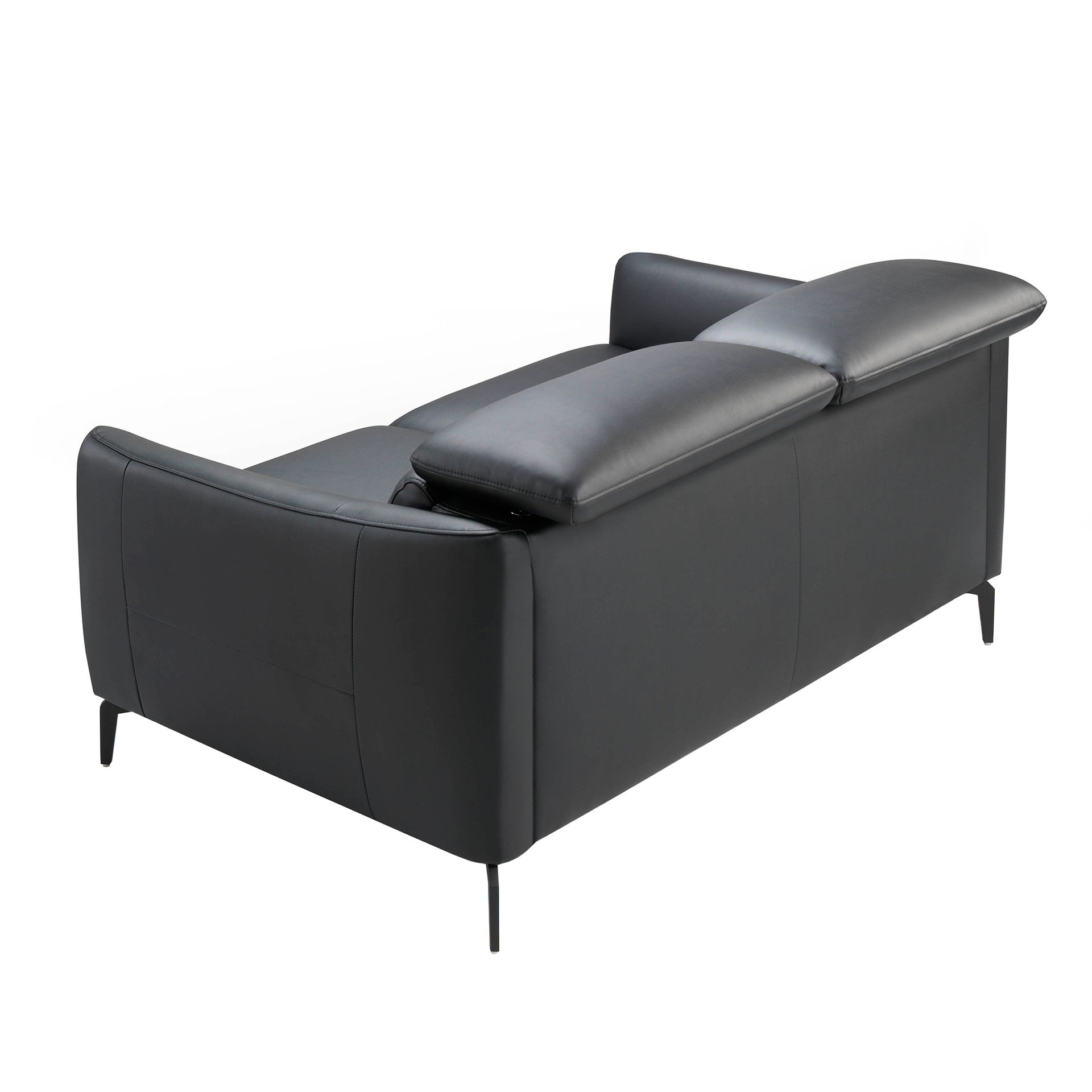 Black leather 2-seater sofa
