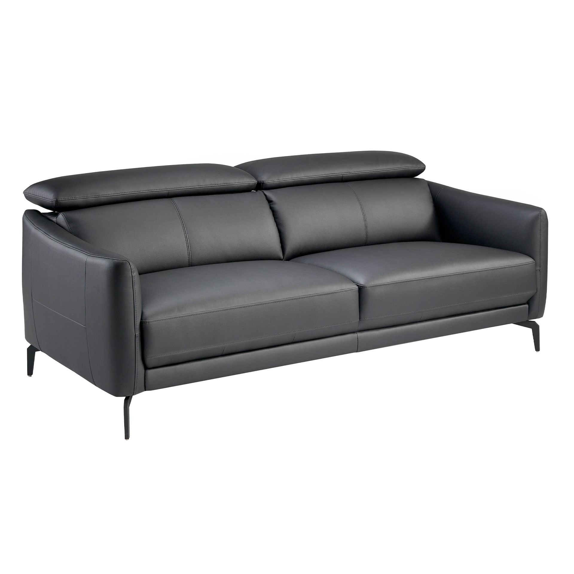 Black leather 3-seater sofa