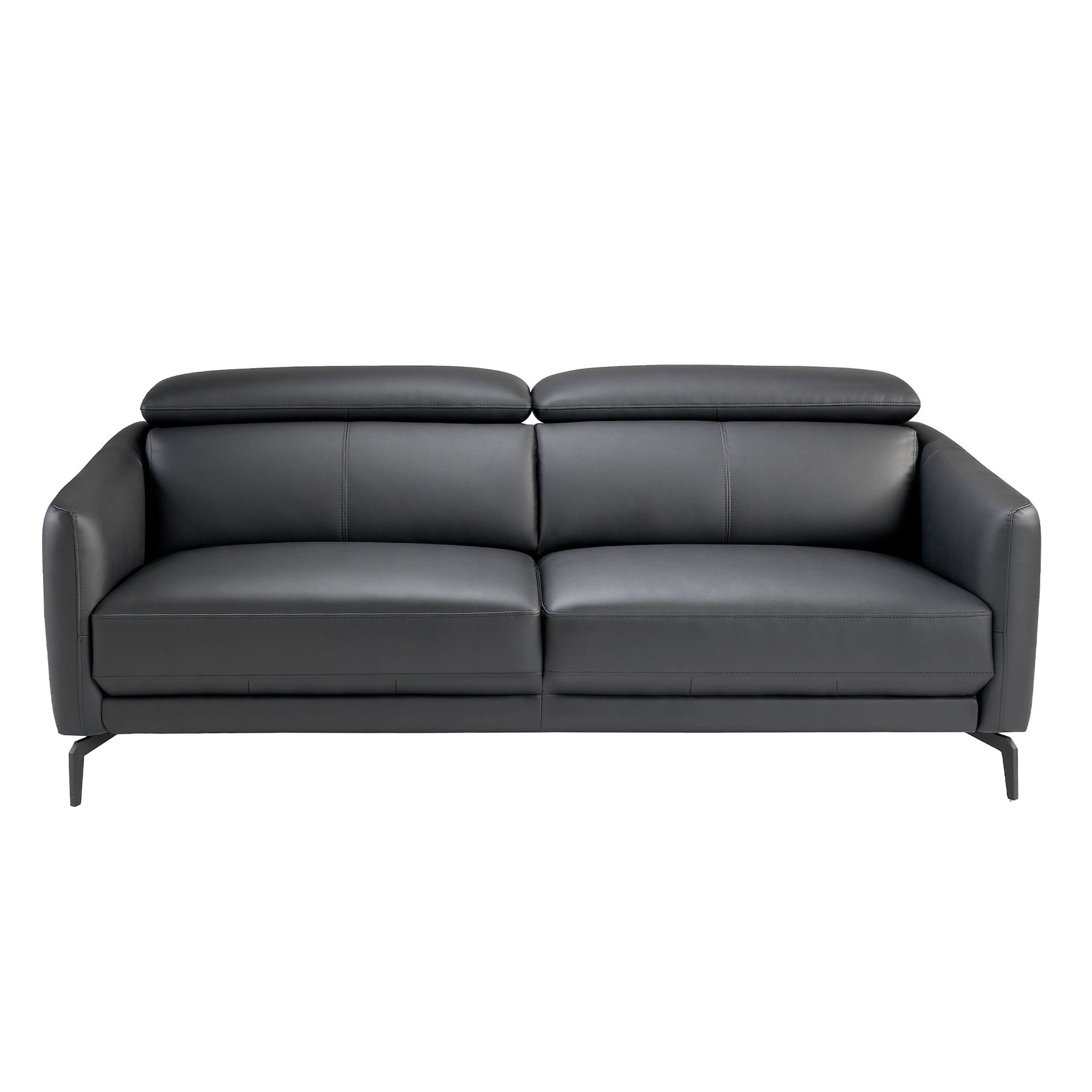 Black leather 3-seater sofa