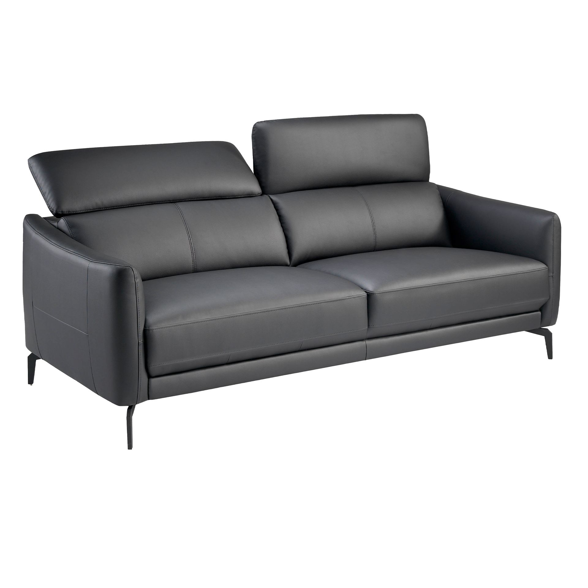 Black leather 3-seater sofa