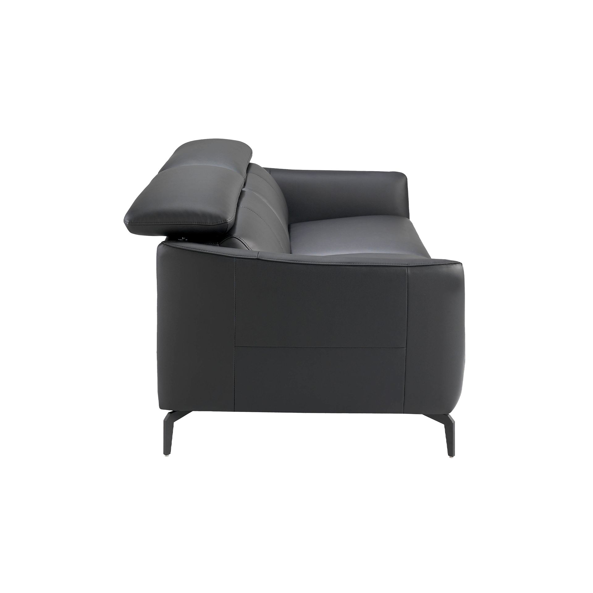 Black leather 3-seater sofa
