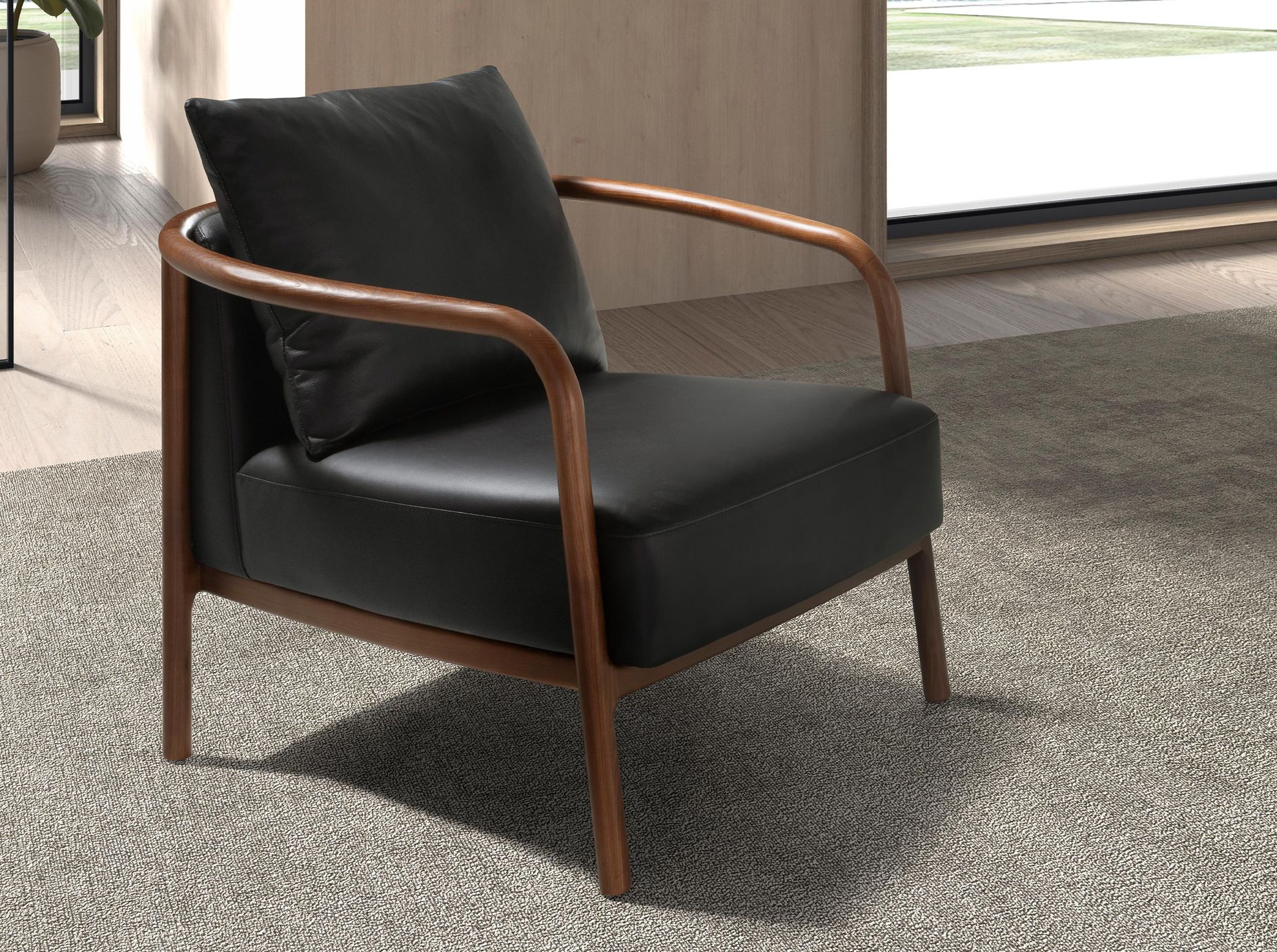 Black leather armchair