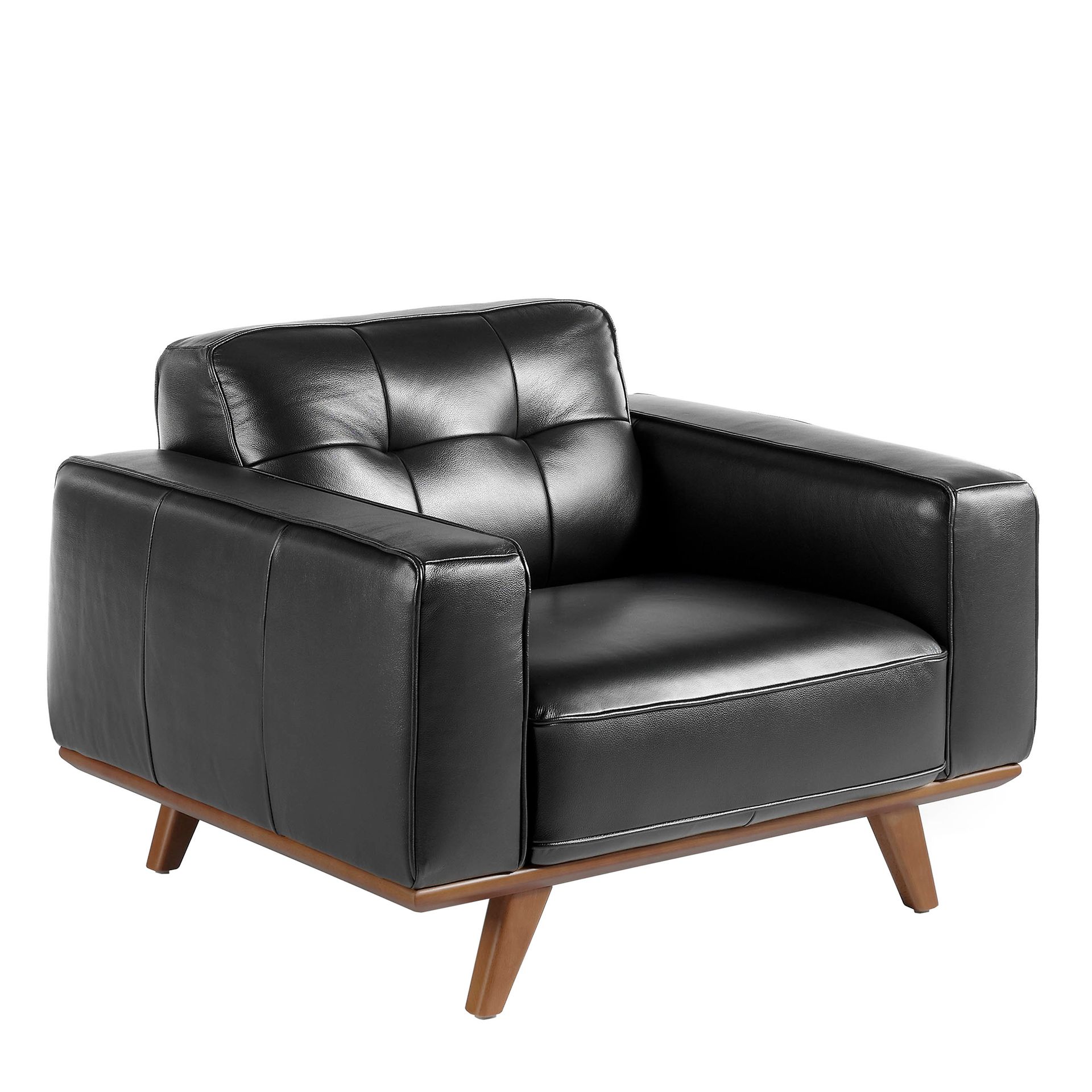 Black leather chester armchair