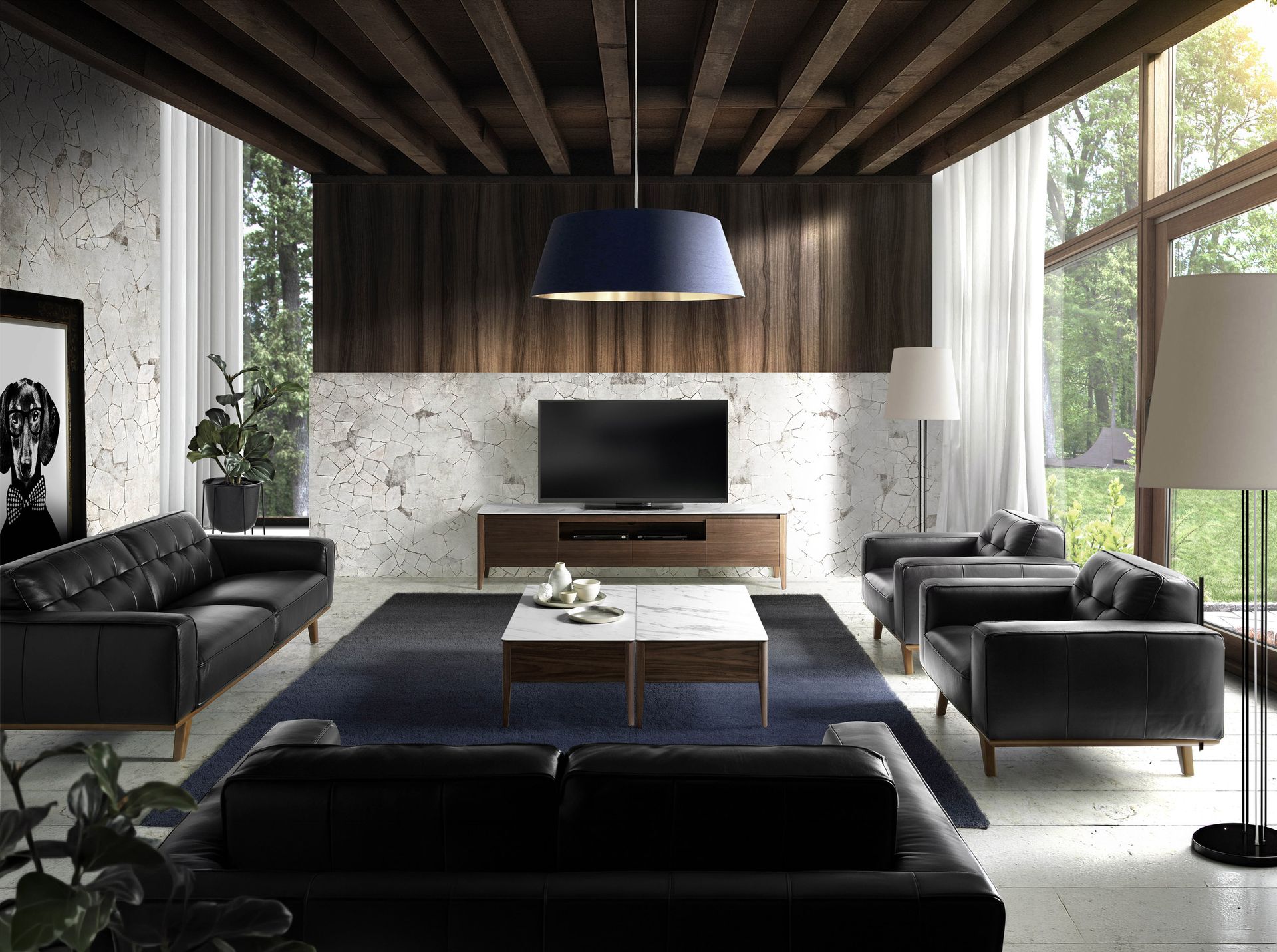 Black leather chester armchair
