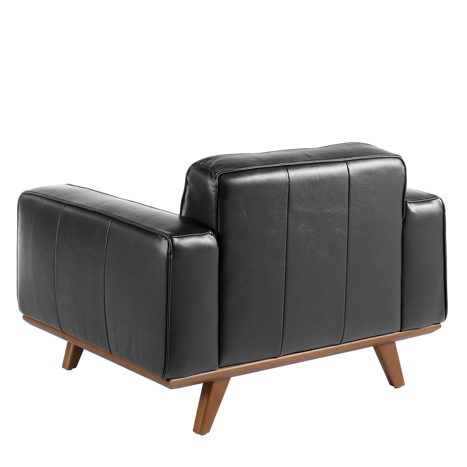 Black leather chester armchair