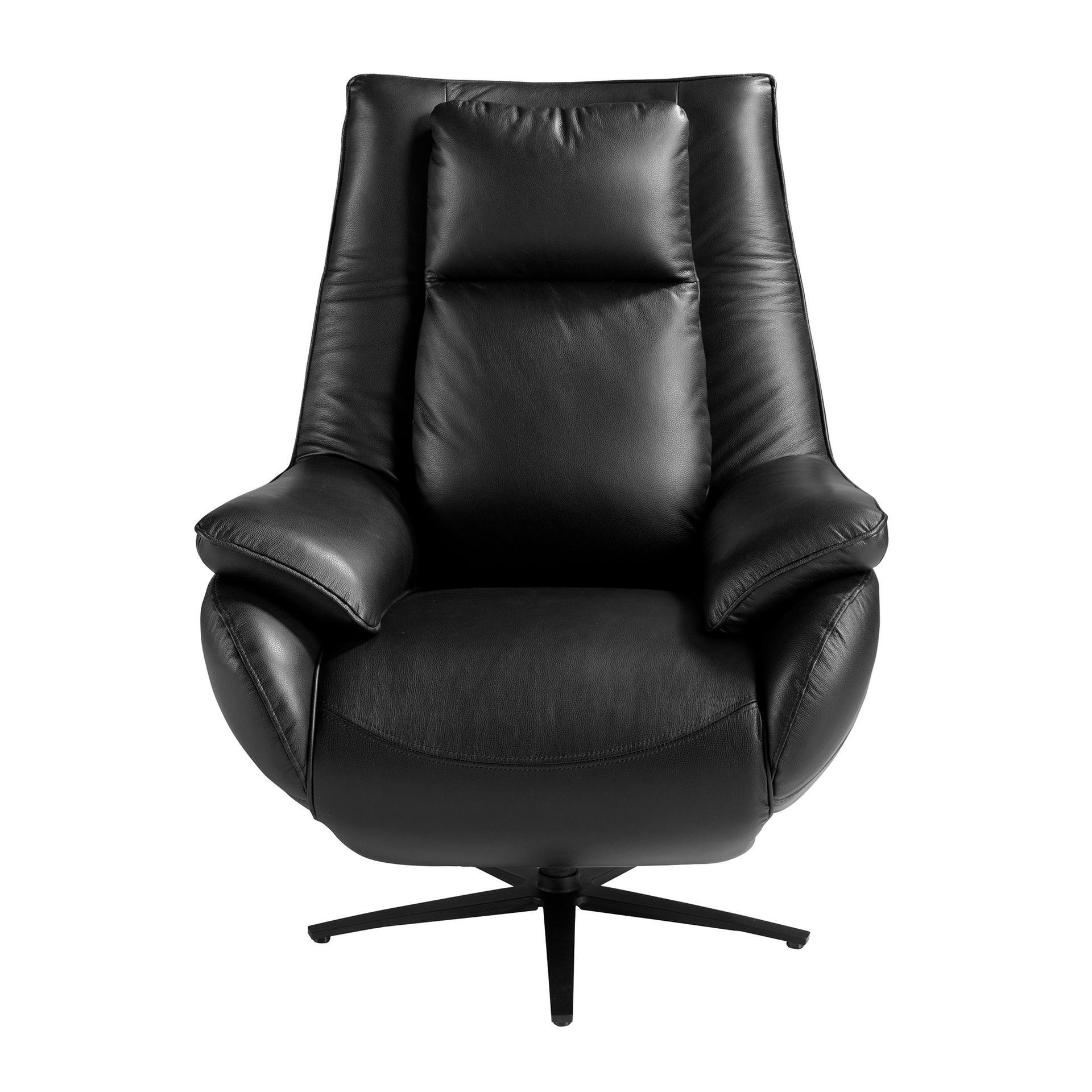 Black leather swivel armchair