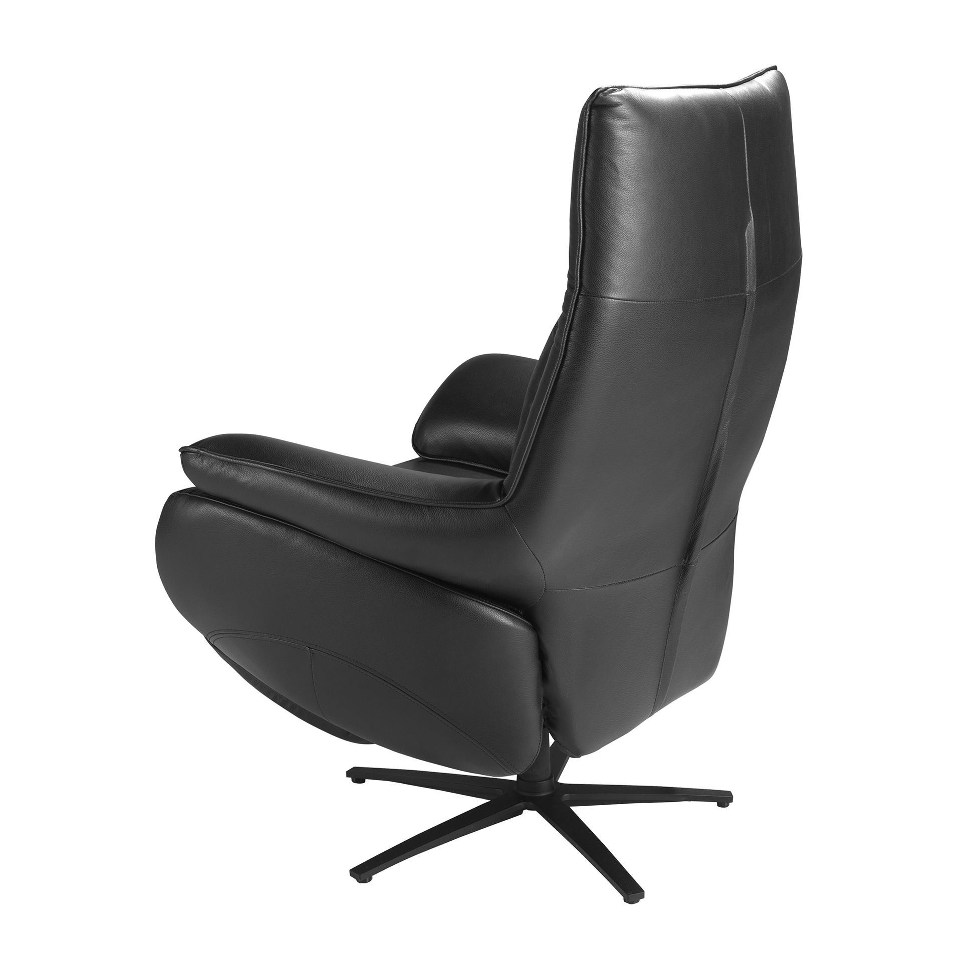 Black leather swivel armchair