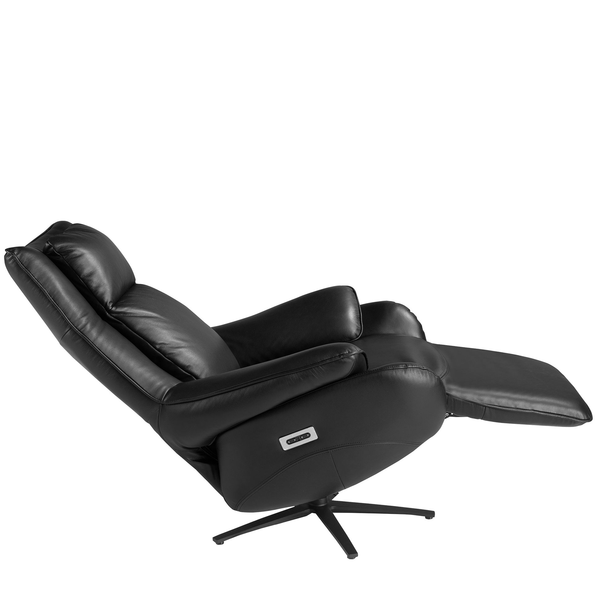 Black leather swivel armchair