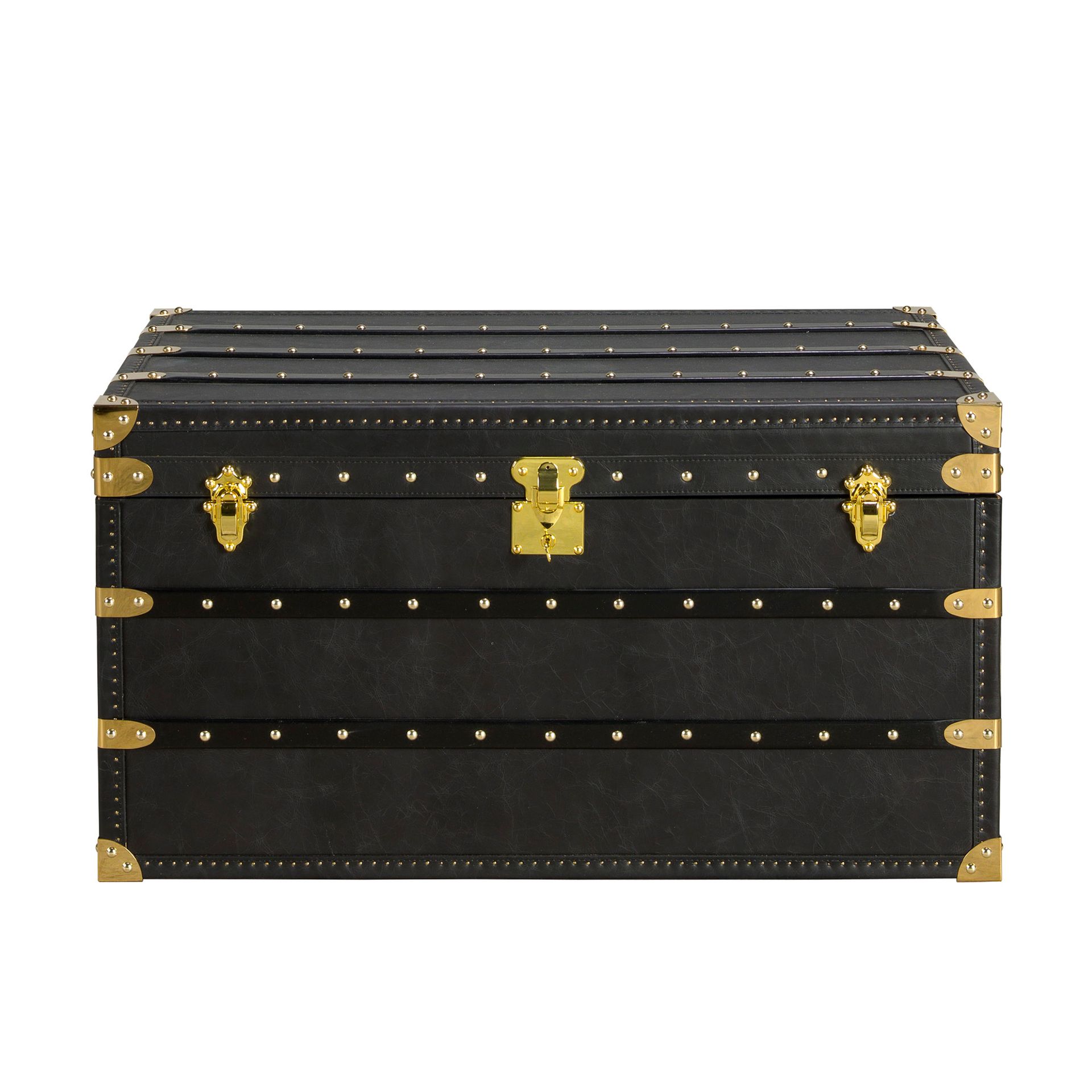Black leather trunk
