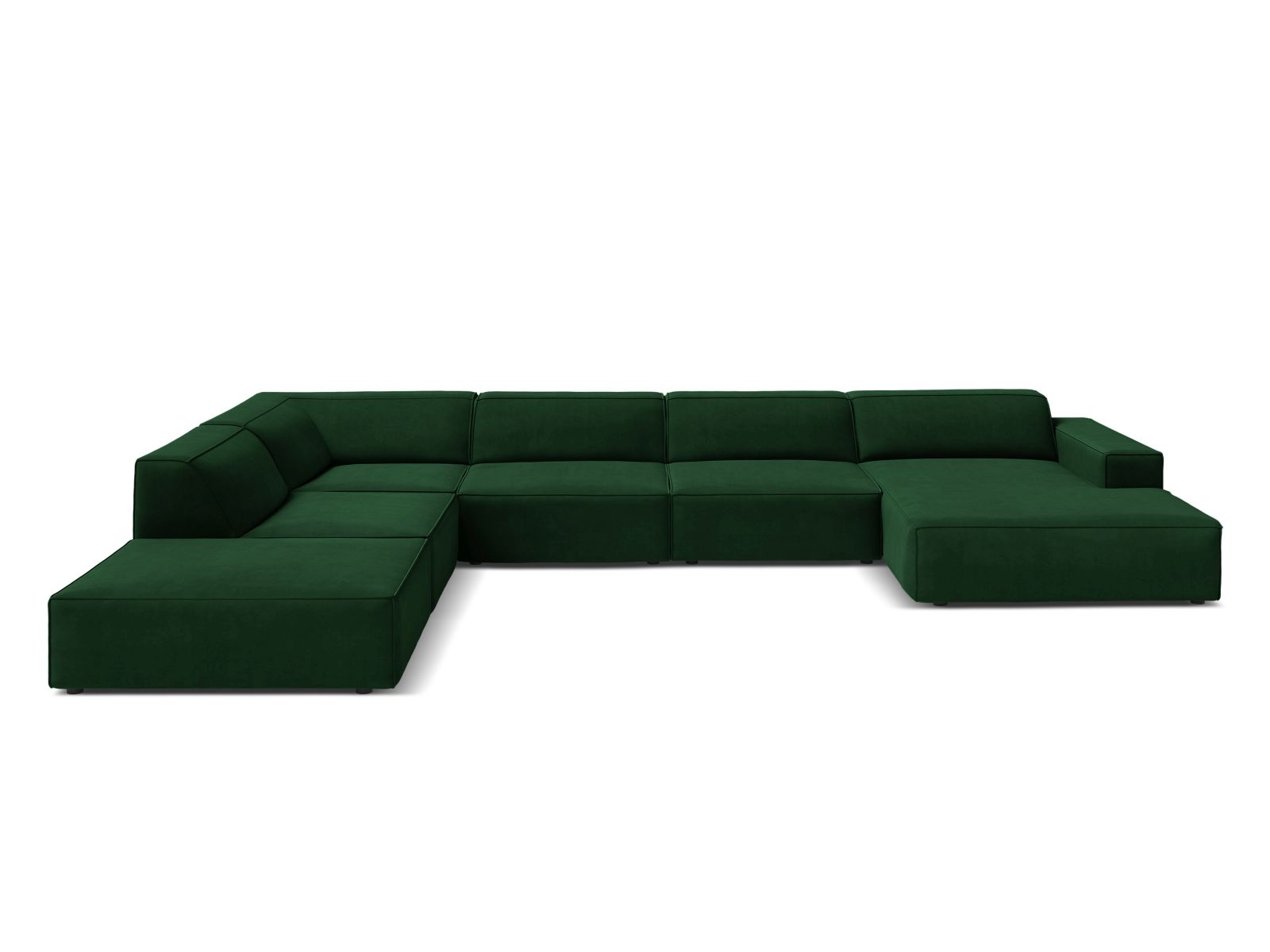 Velvet Modular Panoramic Left Corner Sofa, "Jodie", 7 Seats, 361x258x77
