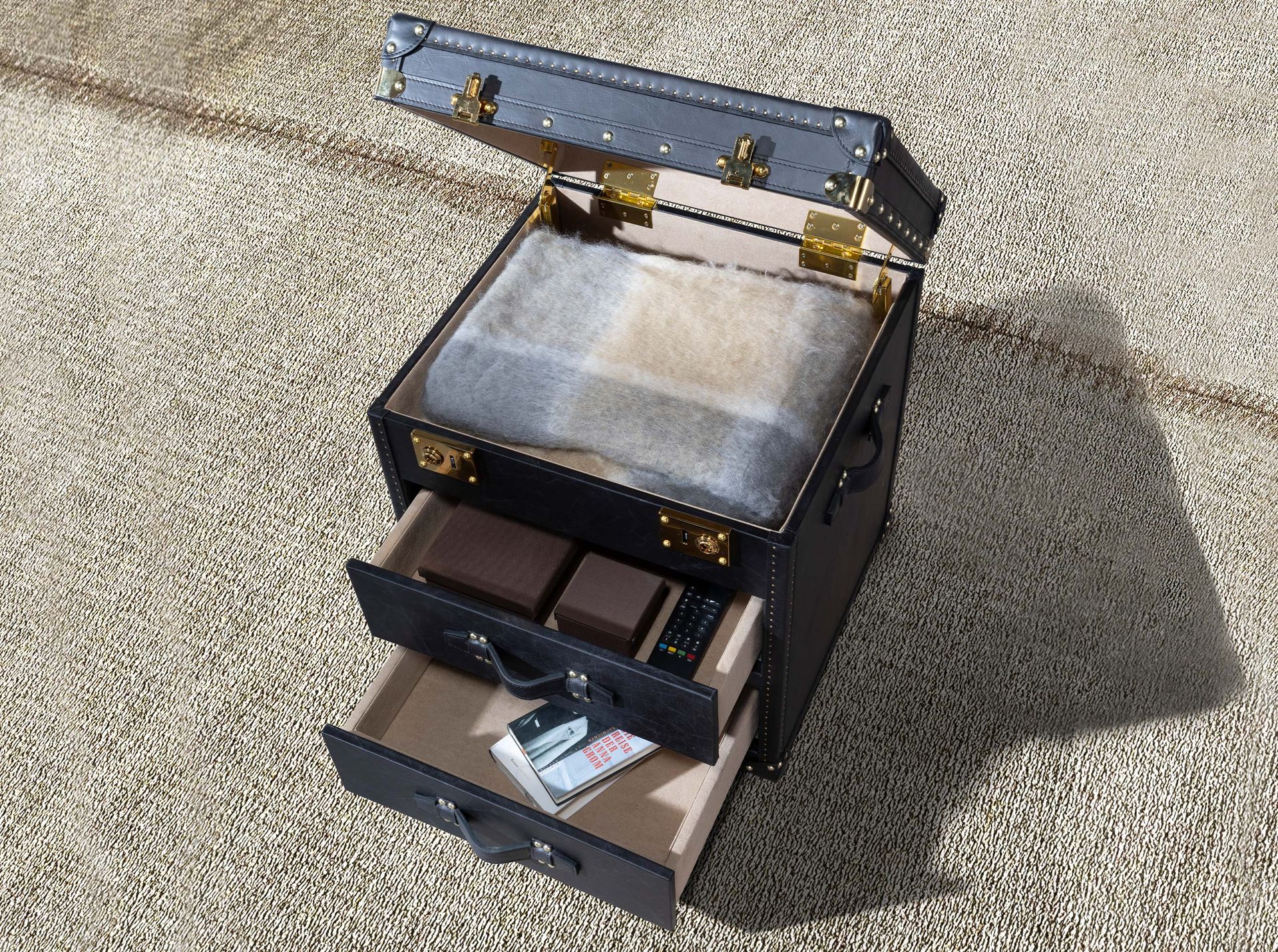 Black leather trunk
