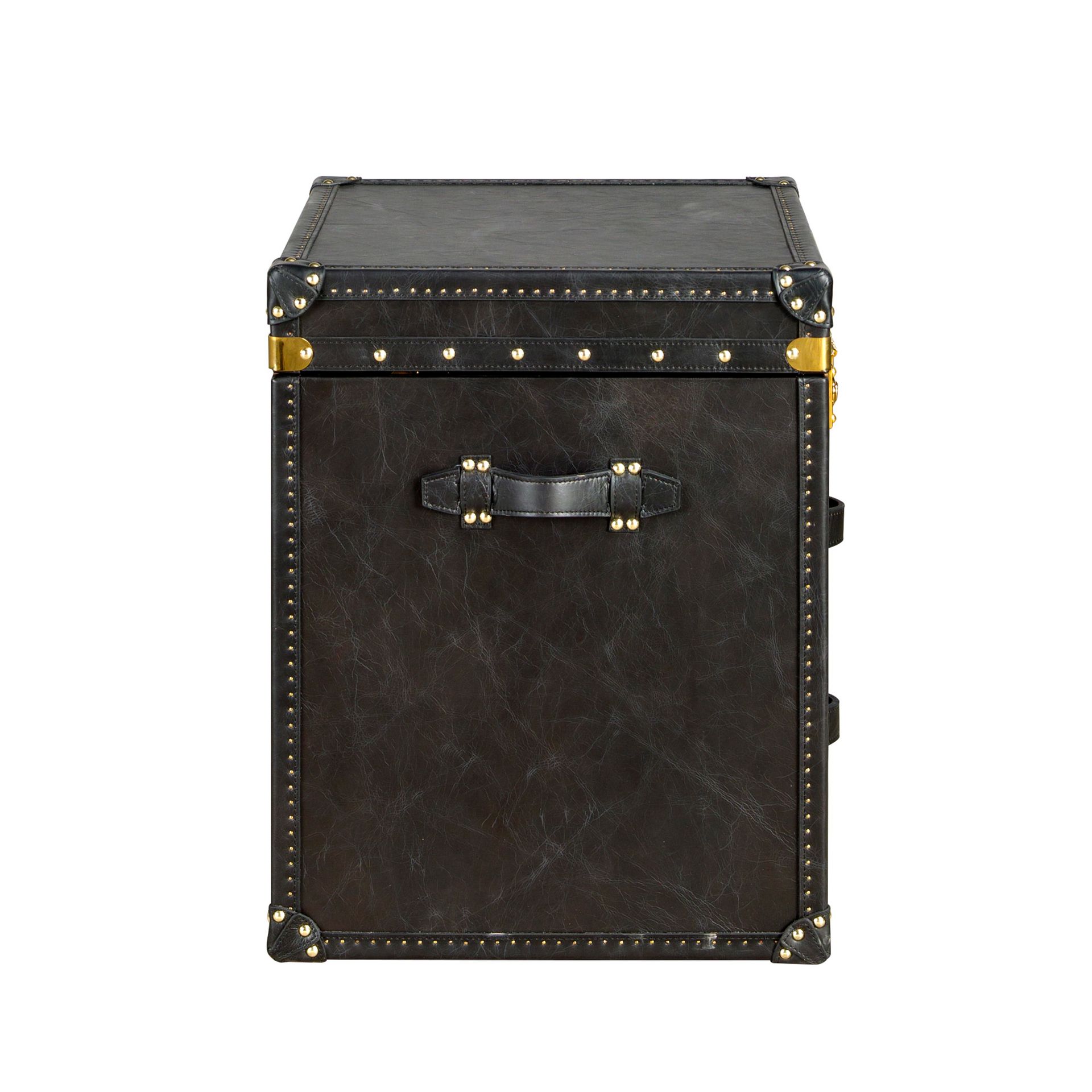 Black leather trunk