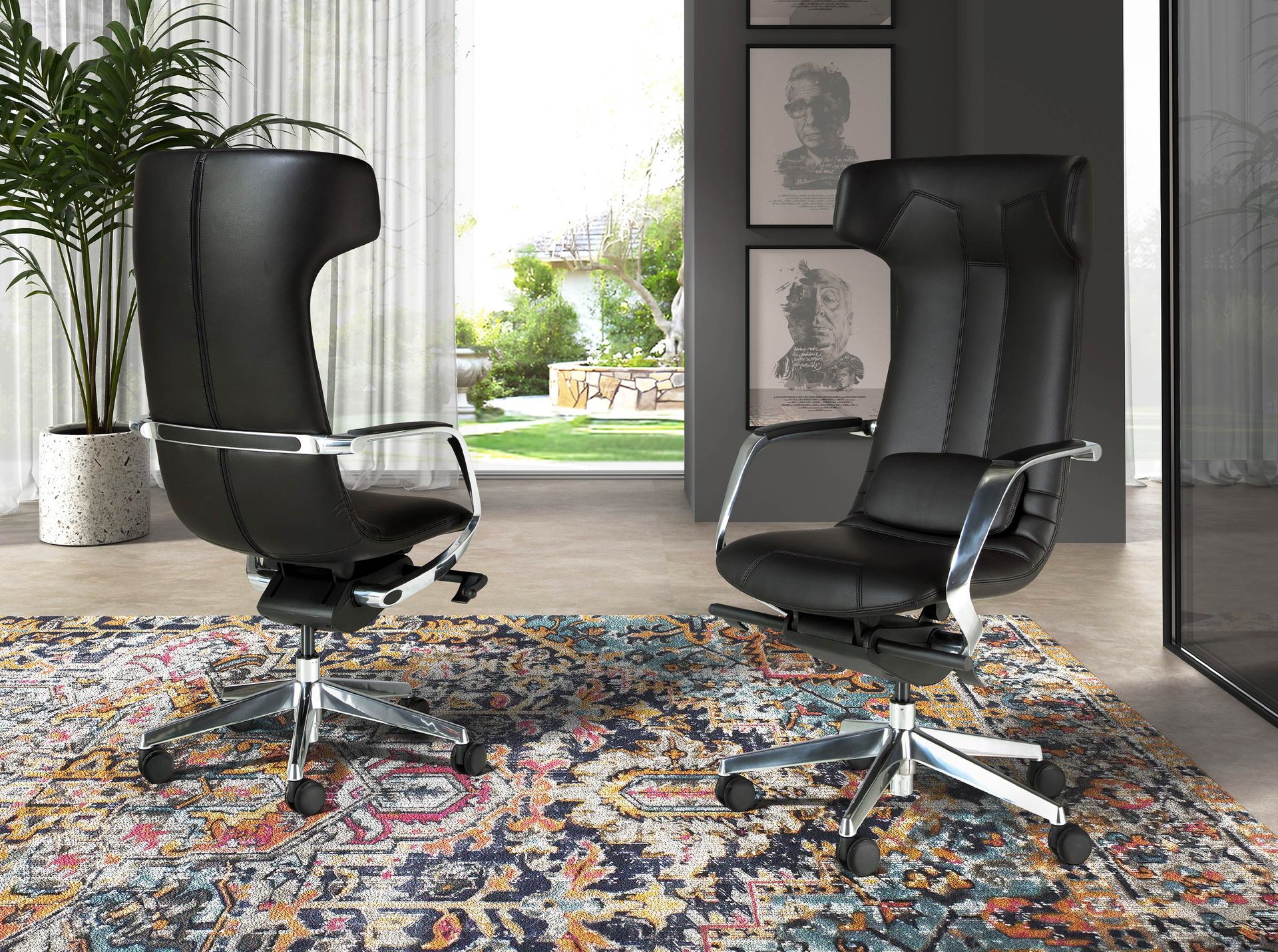 Black leatherette  swivel office chair