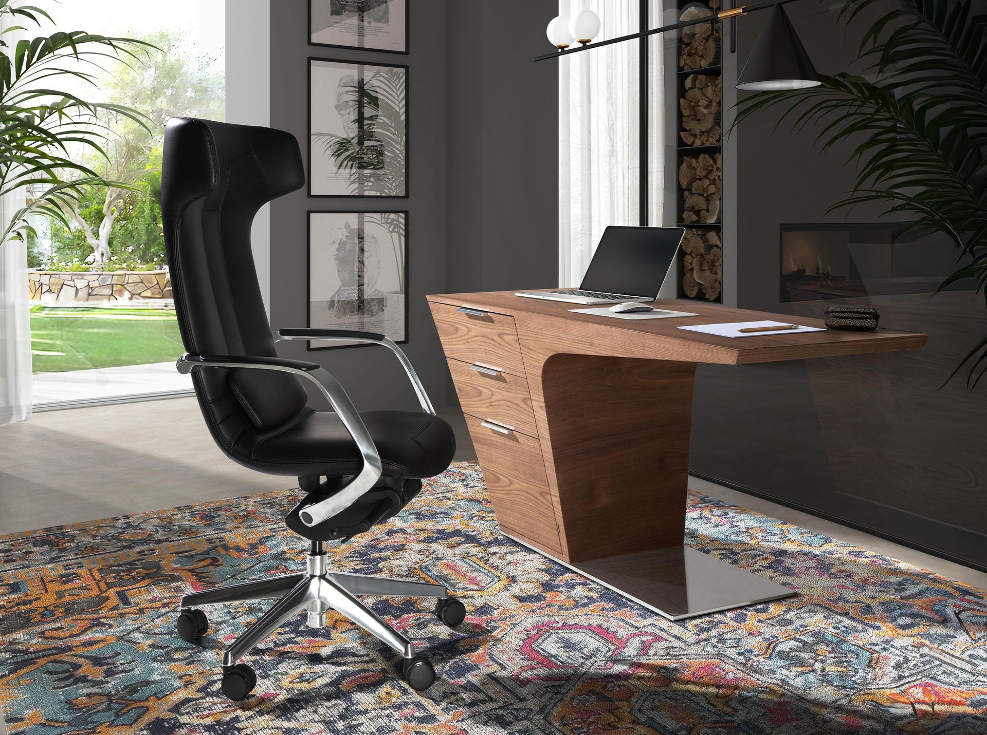 Black leatherette  swivel office chair