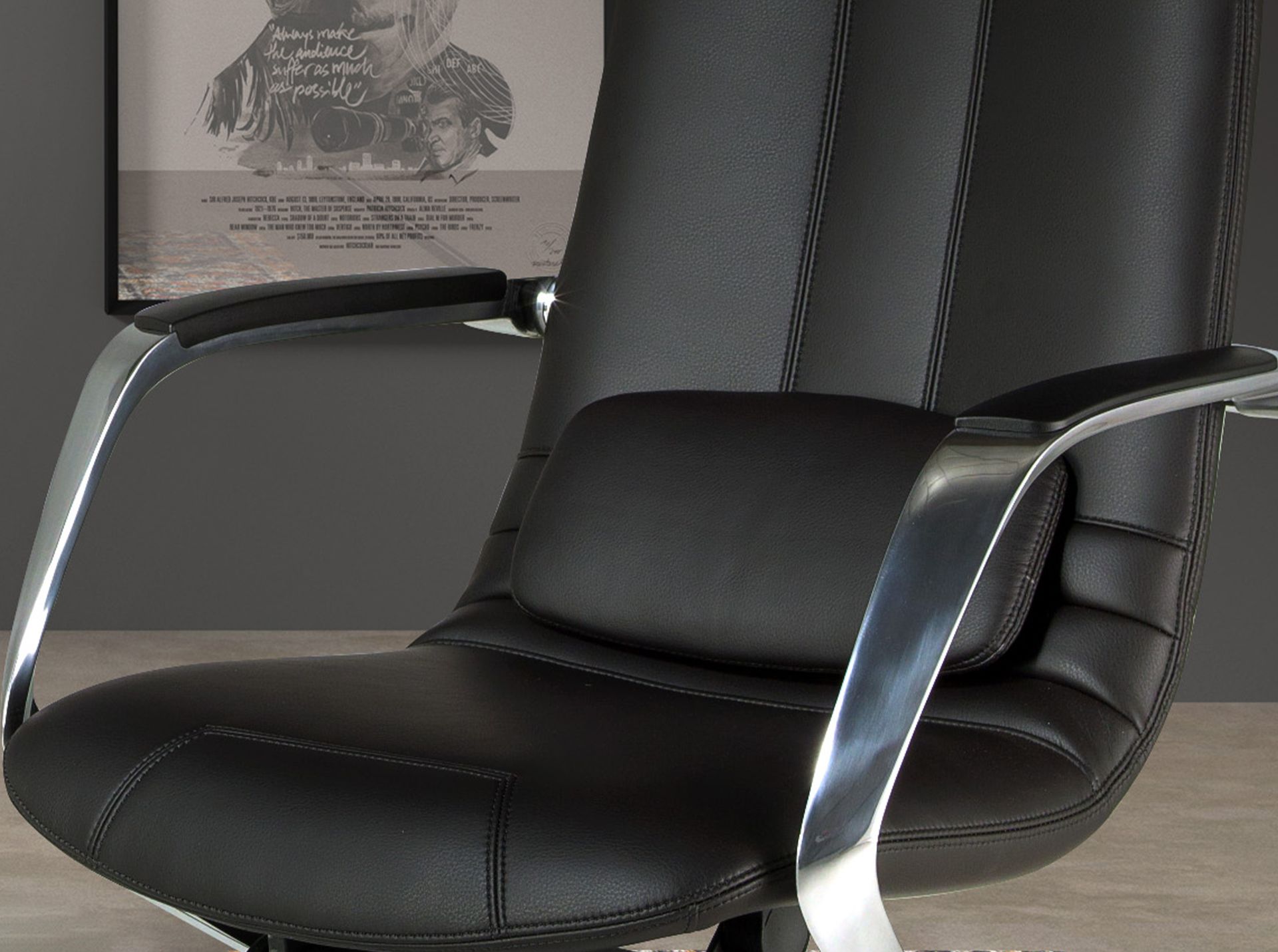 Black leatherette  swivel office chair