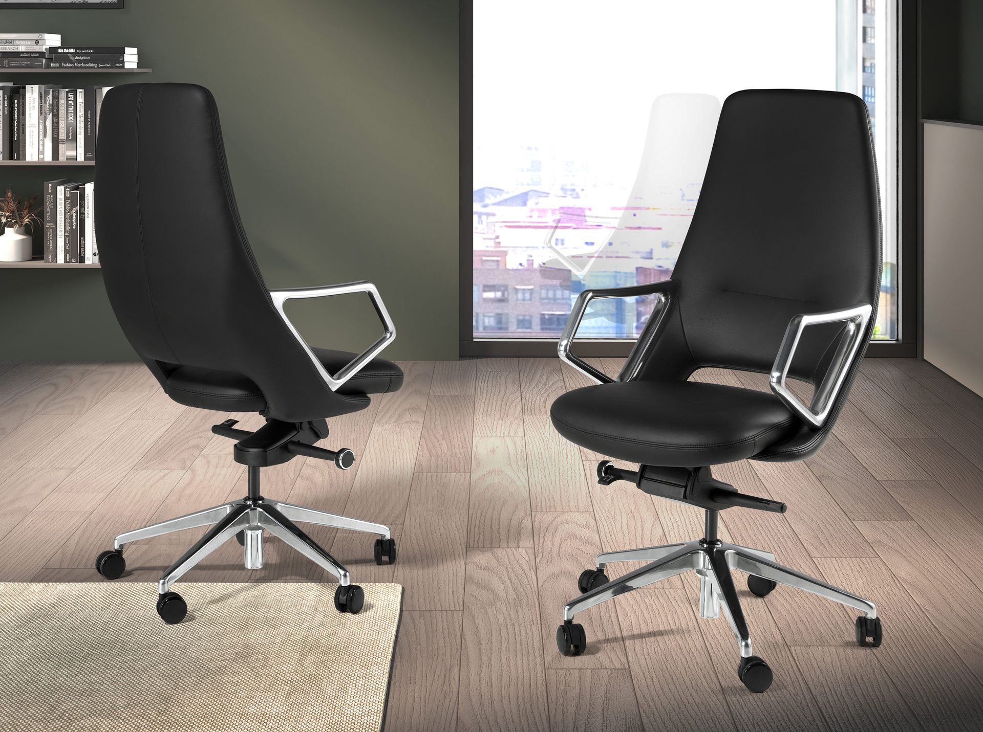 Black leatherette  swivel office chair