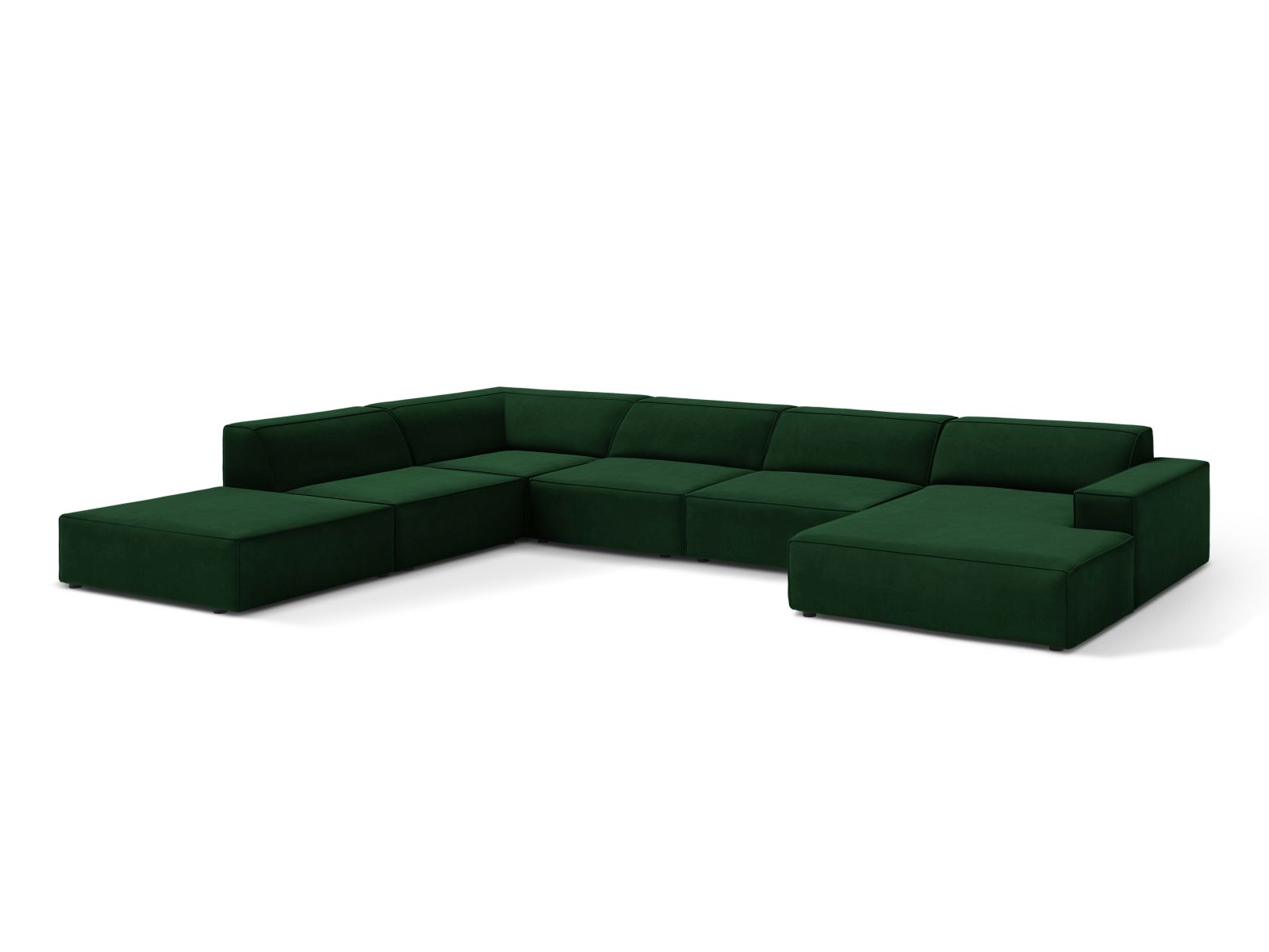 Velvet Modular Panoramic Left Corner Sofa, "Jodie", 7 Seats, 361x258x77