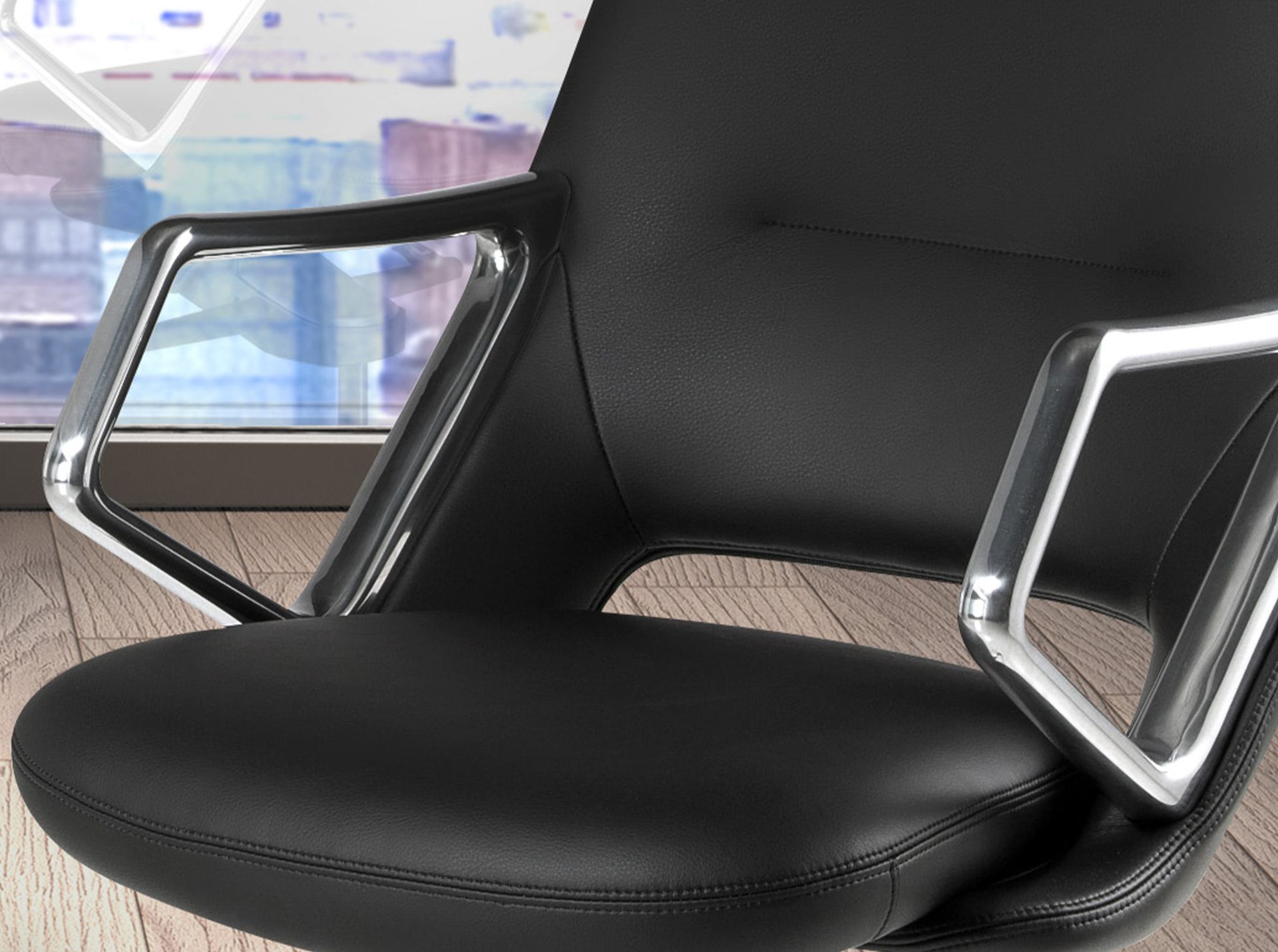 Black leatherette  swivel office chair