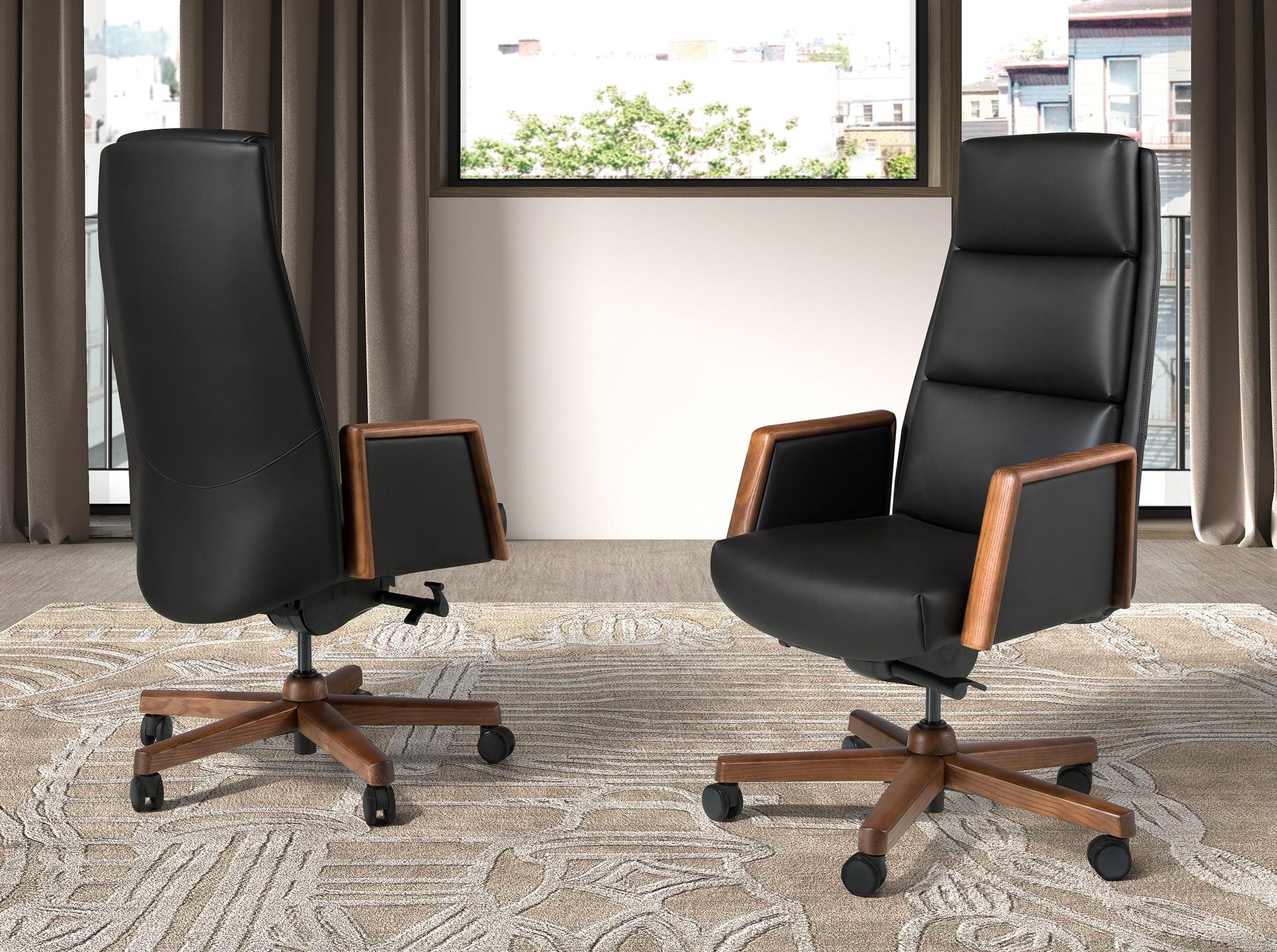 Black leatherette  swivel office chair