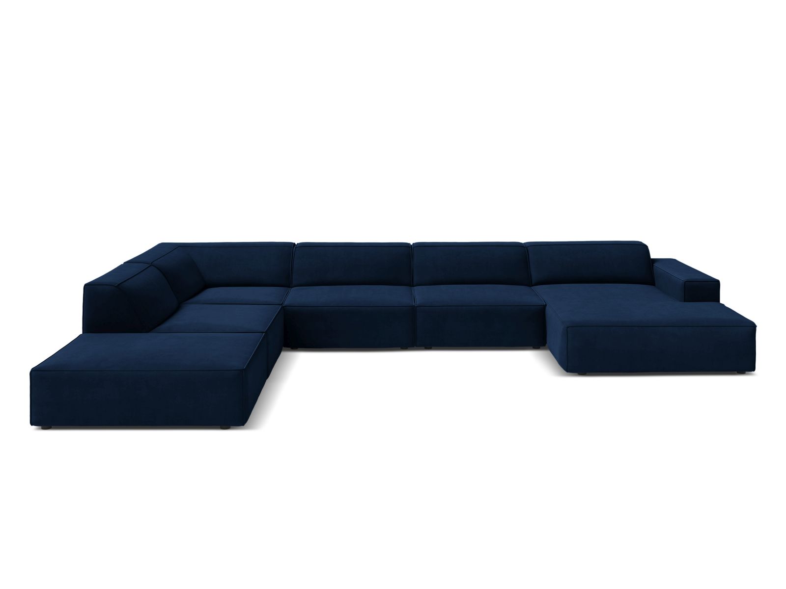 Velvet Modular Panoramic Left Corner Sofa, "Jodie", 7 Seats, 361x258x77