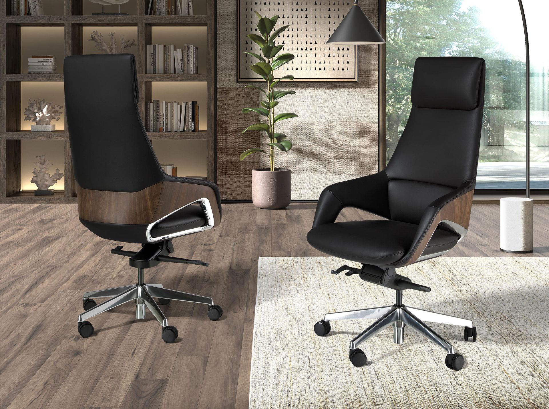 Black leatherette Swivel Office Chair