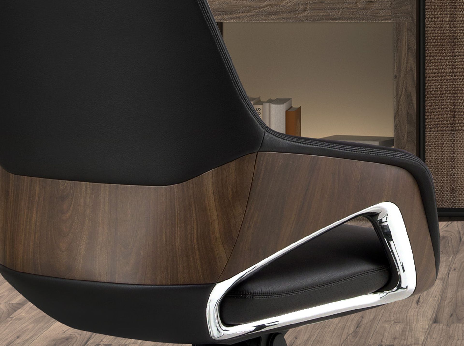 Black leatherette Swivel Office Chair