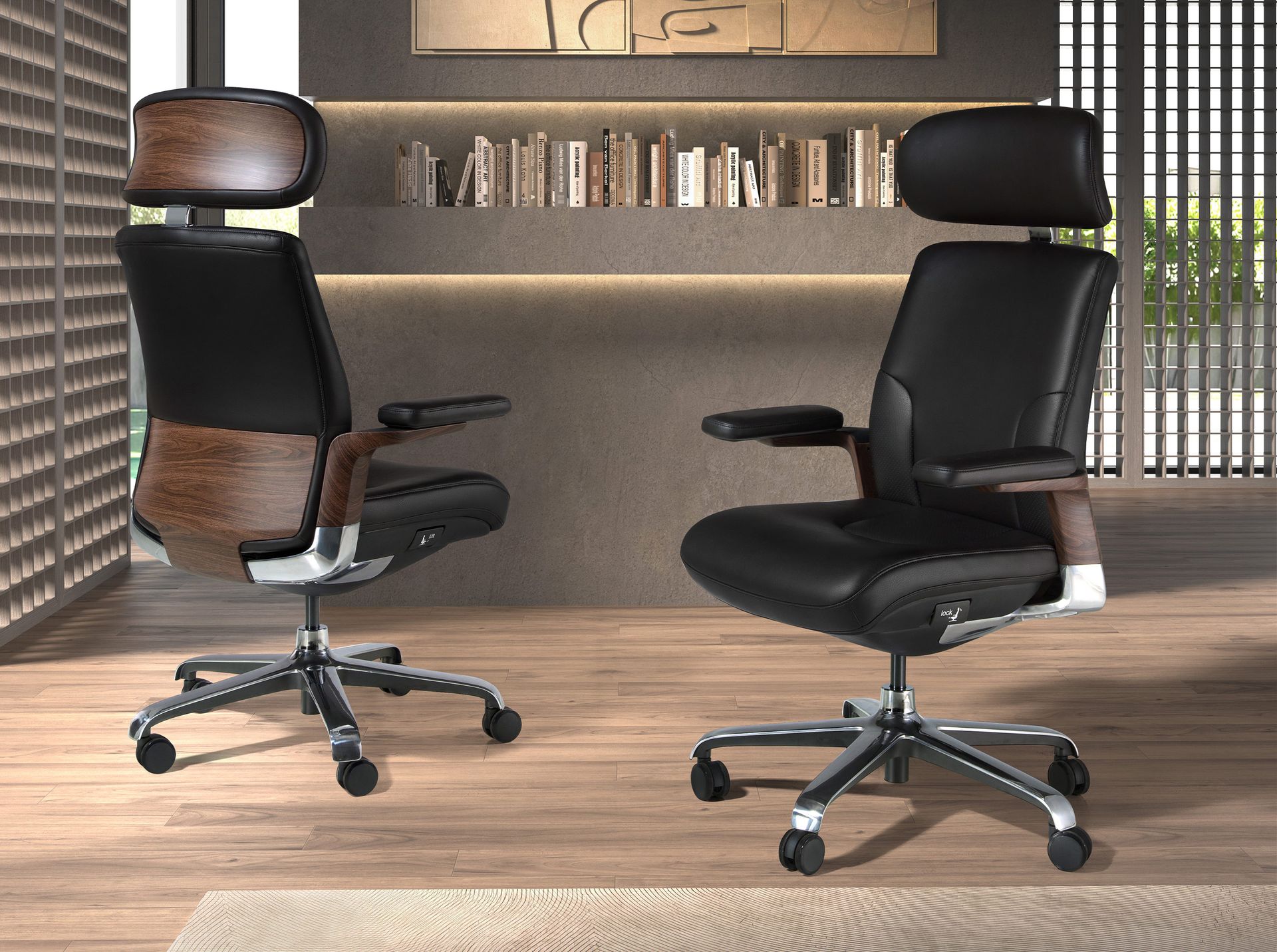 Black leatherette Swivel Office Chair