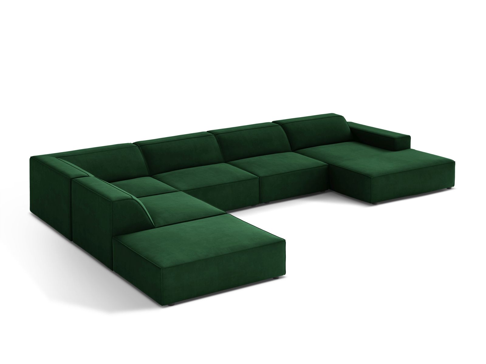Velvet Modular Panoramic Left Corner Sofa, "Jodie", 7 Seats, 361x258x77