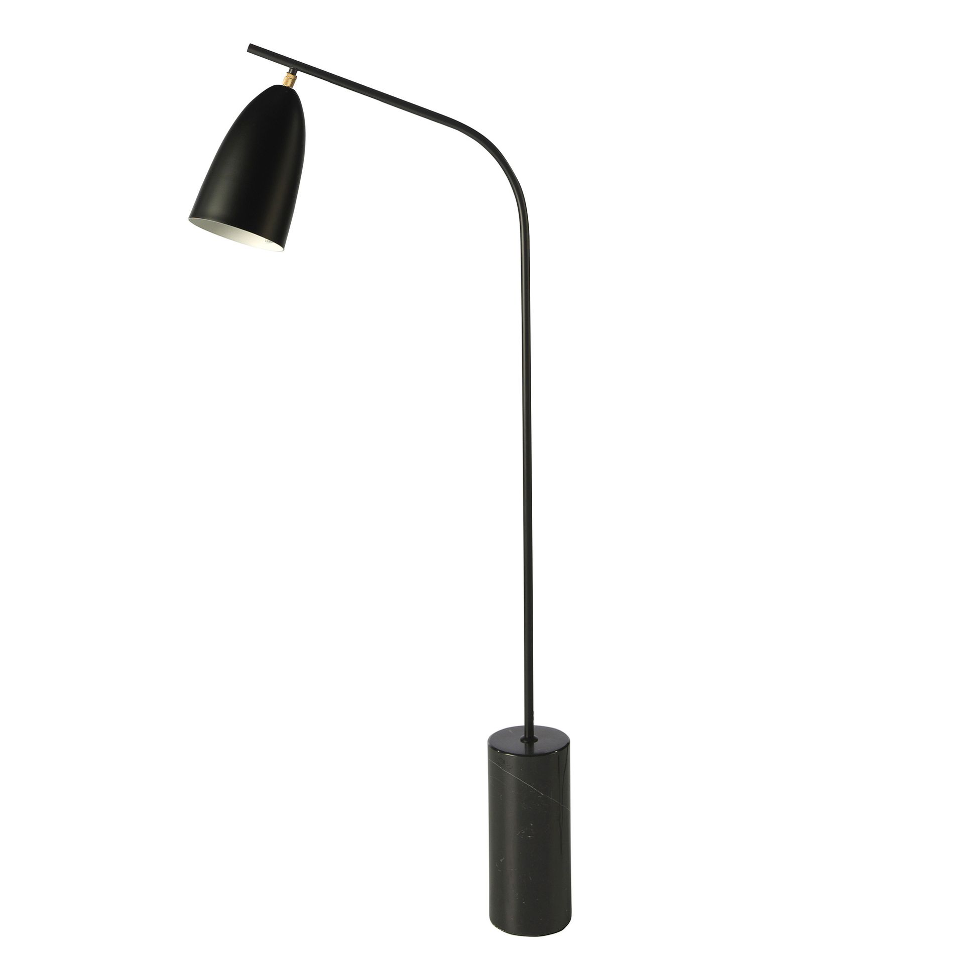 Black marble and black steel floor lamp