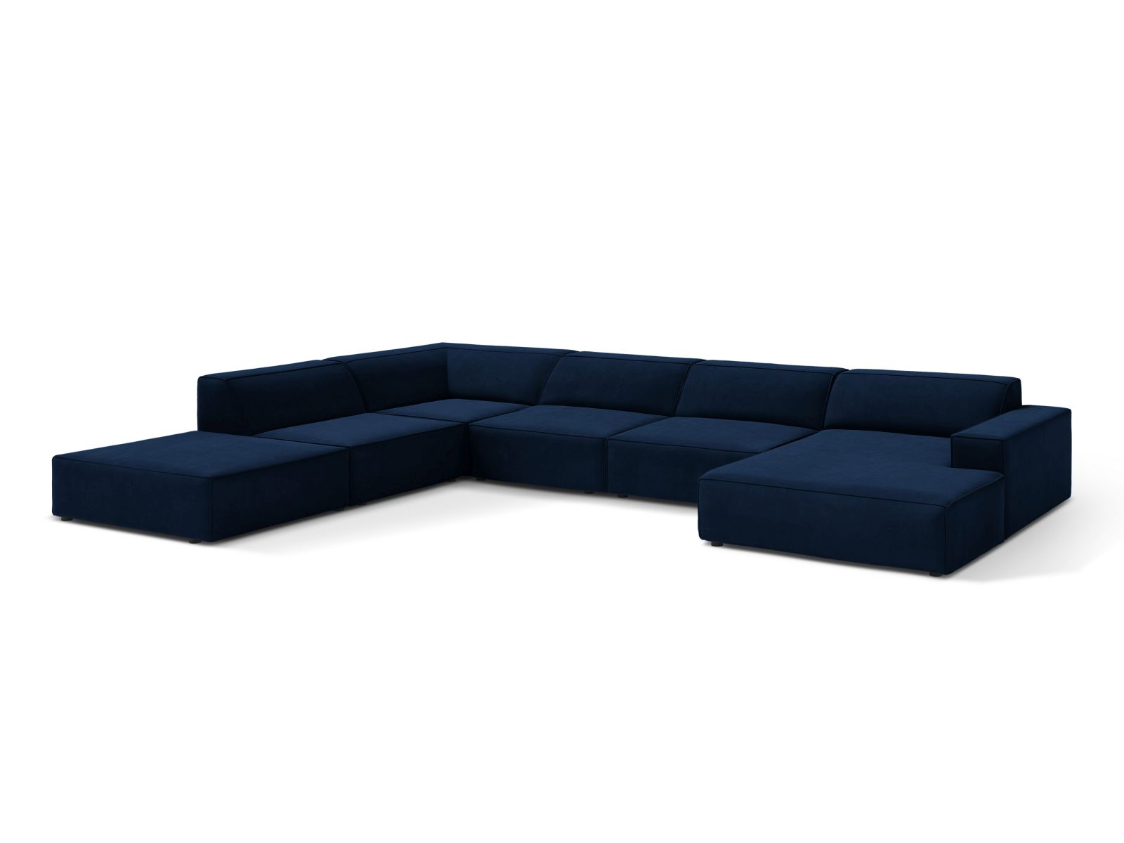 Velvet Modular Panoramic Left Corner Sofa, "Jodie", 7 Seats, 361x258x77