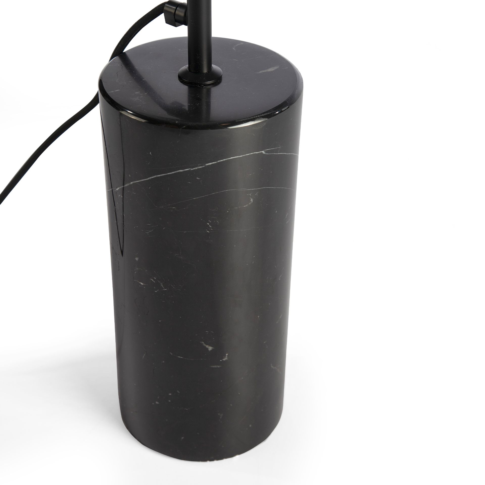 Black marble and black steel floor lamp