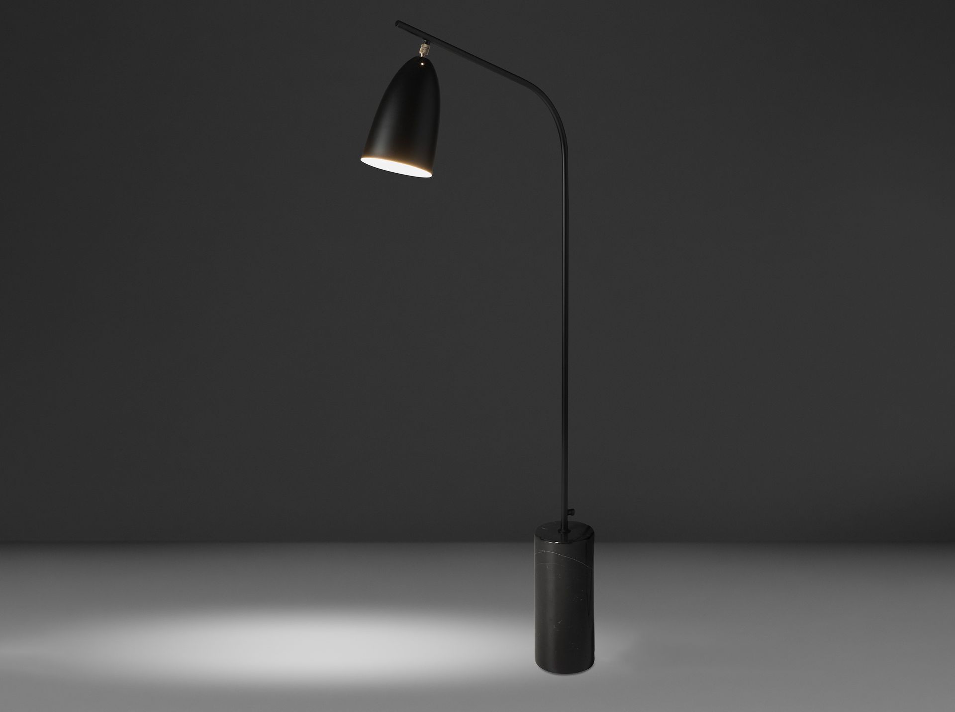 Black marble and black steel floor lamp