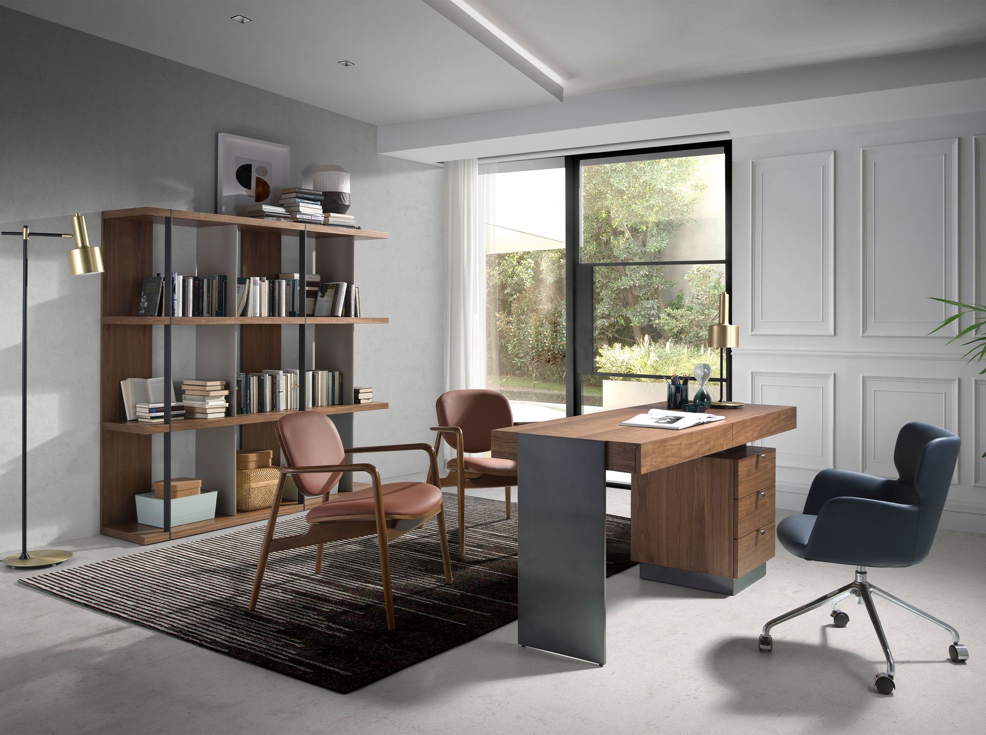 Blue eco-leather swivel office chair