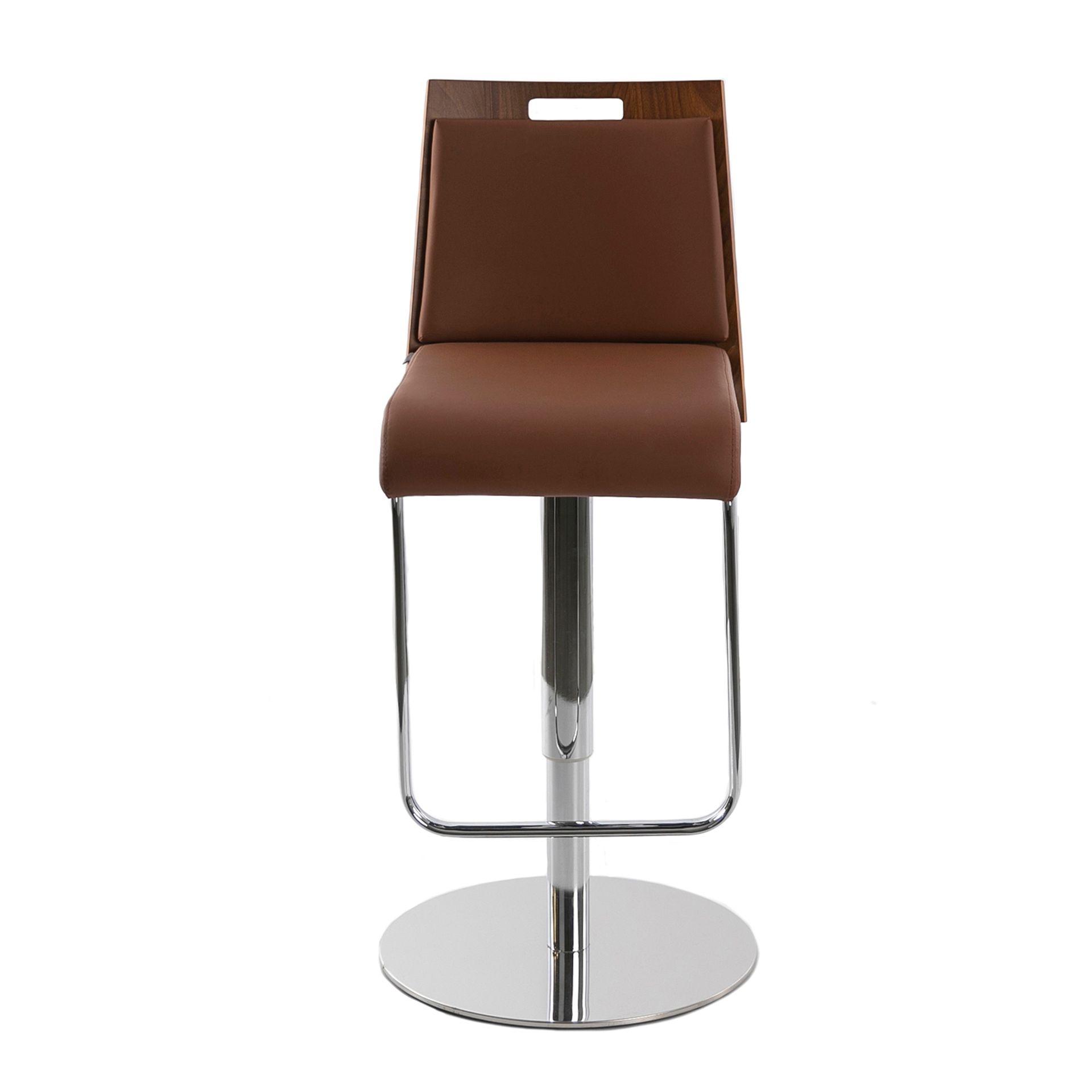Brown and walnut leatherette swivel stool