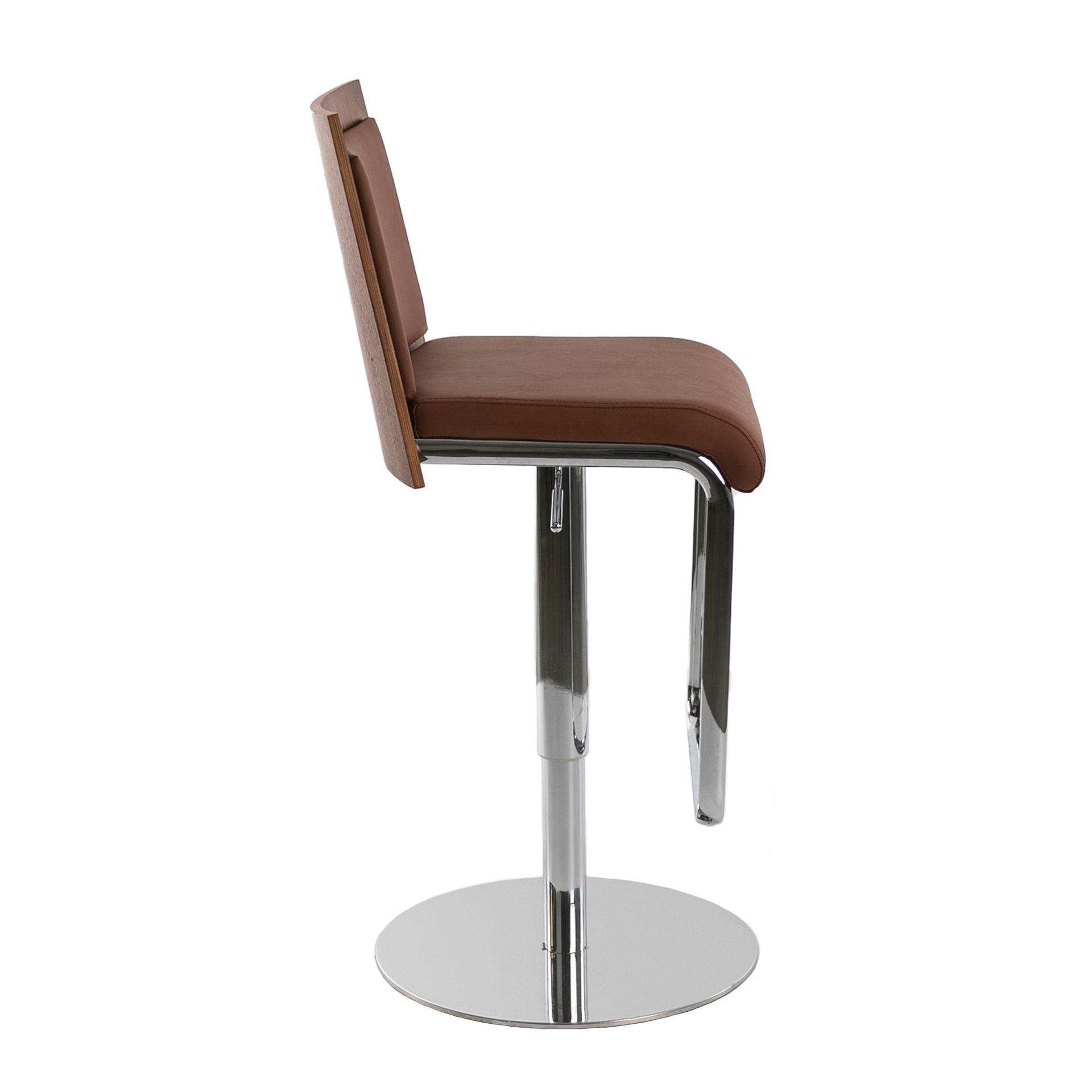 Brown and walnut leatherette swivel stool