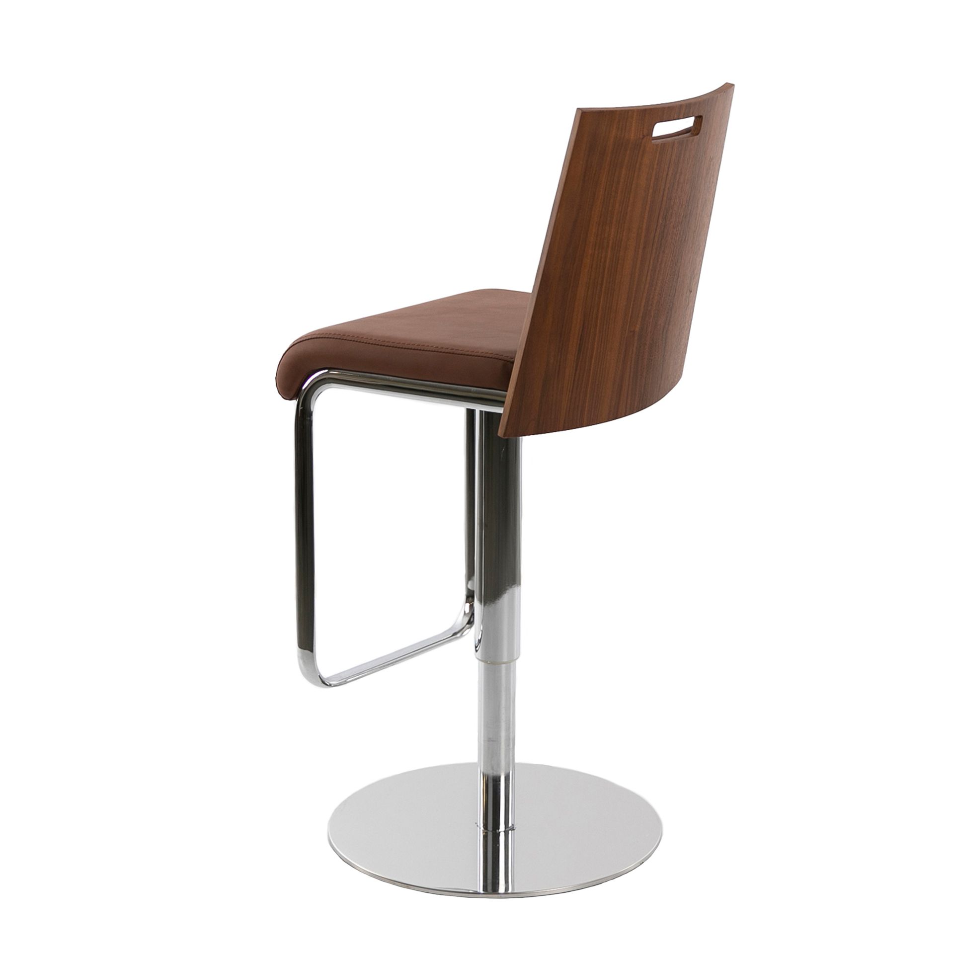 Brown and walnut leatherette swivel stool