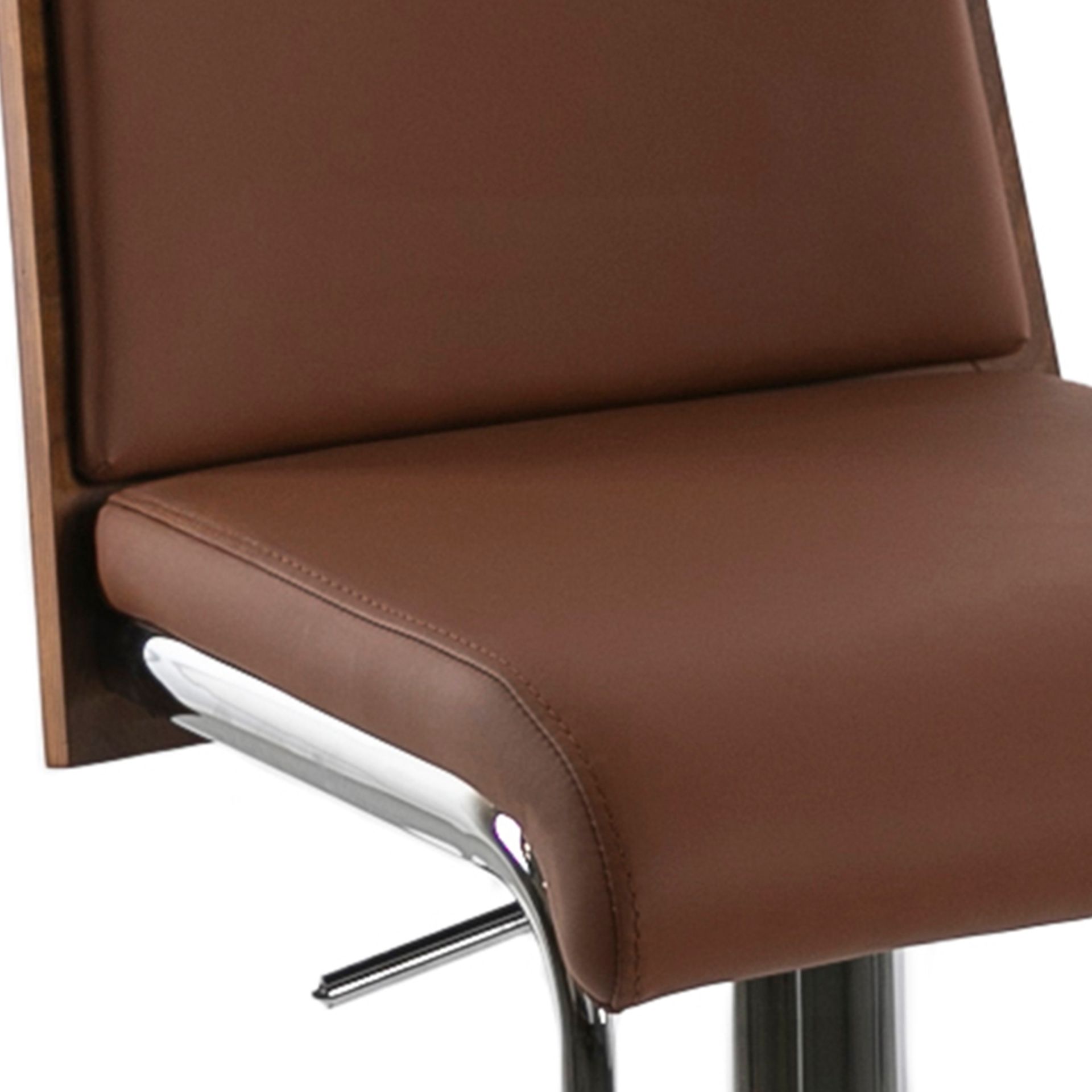 Brown and walnut leatherette swivel stool