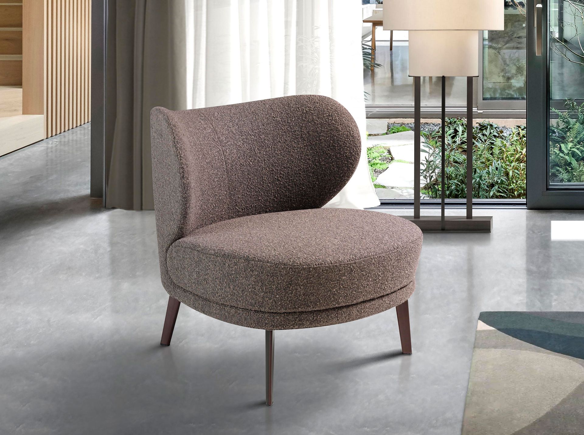 Brown fabric armchair