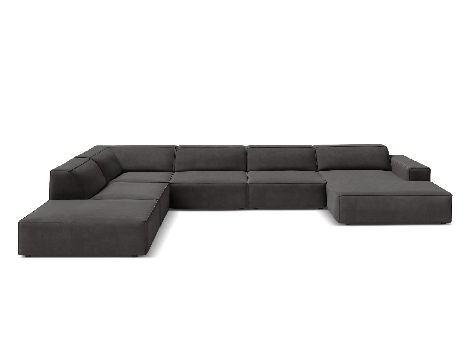 Velvet Modular Panoramic Left Corner Sofa, "Jodie", 7 Seats, 361x258x77