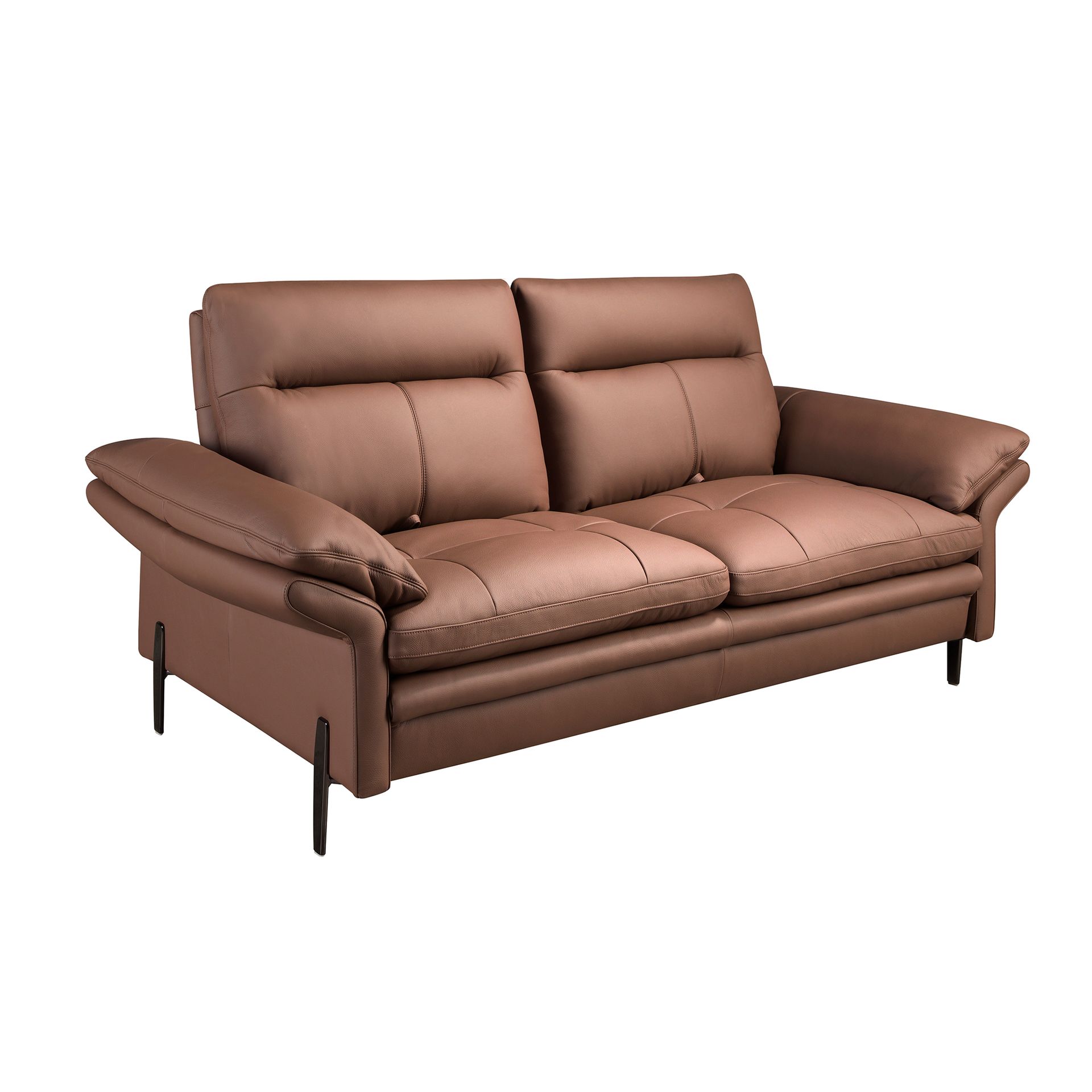 Brown leather 2-seater sofa