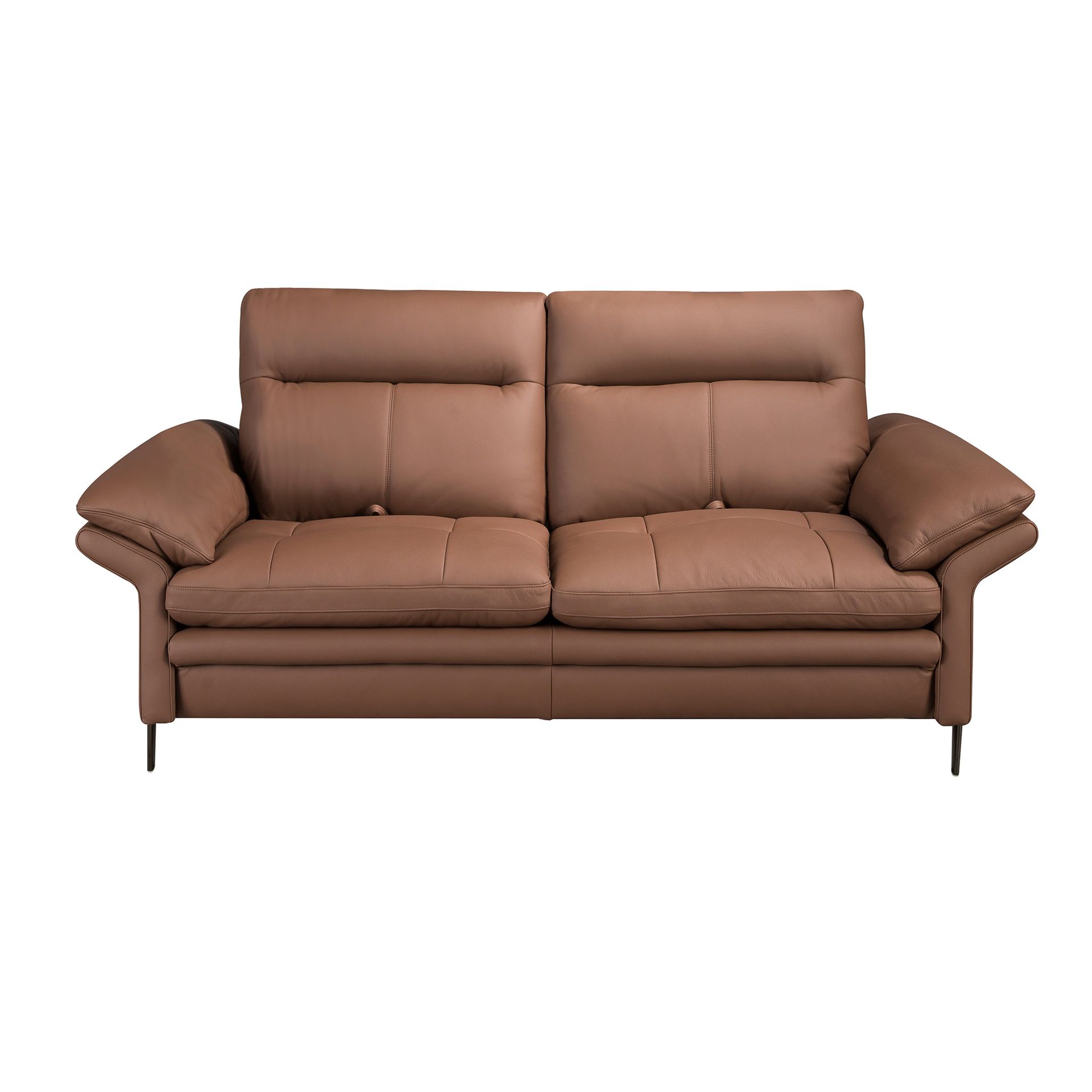 Brown leather 2-seater sofa